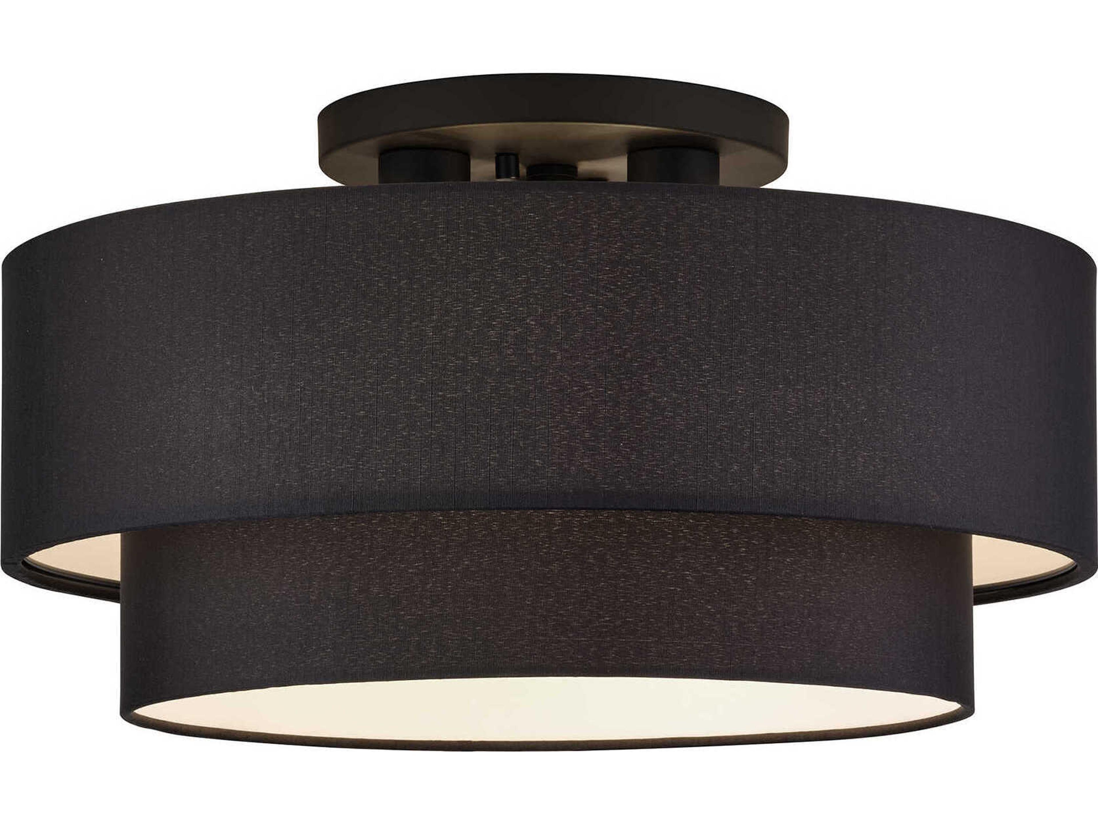 Livex Lighting Bainbridge 3-Light Black Drum Semi Flush Mount