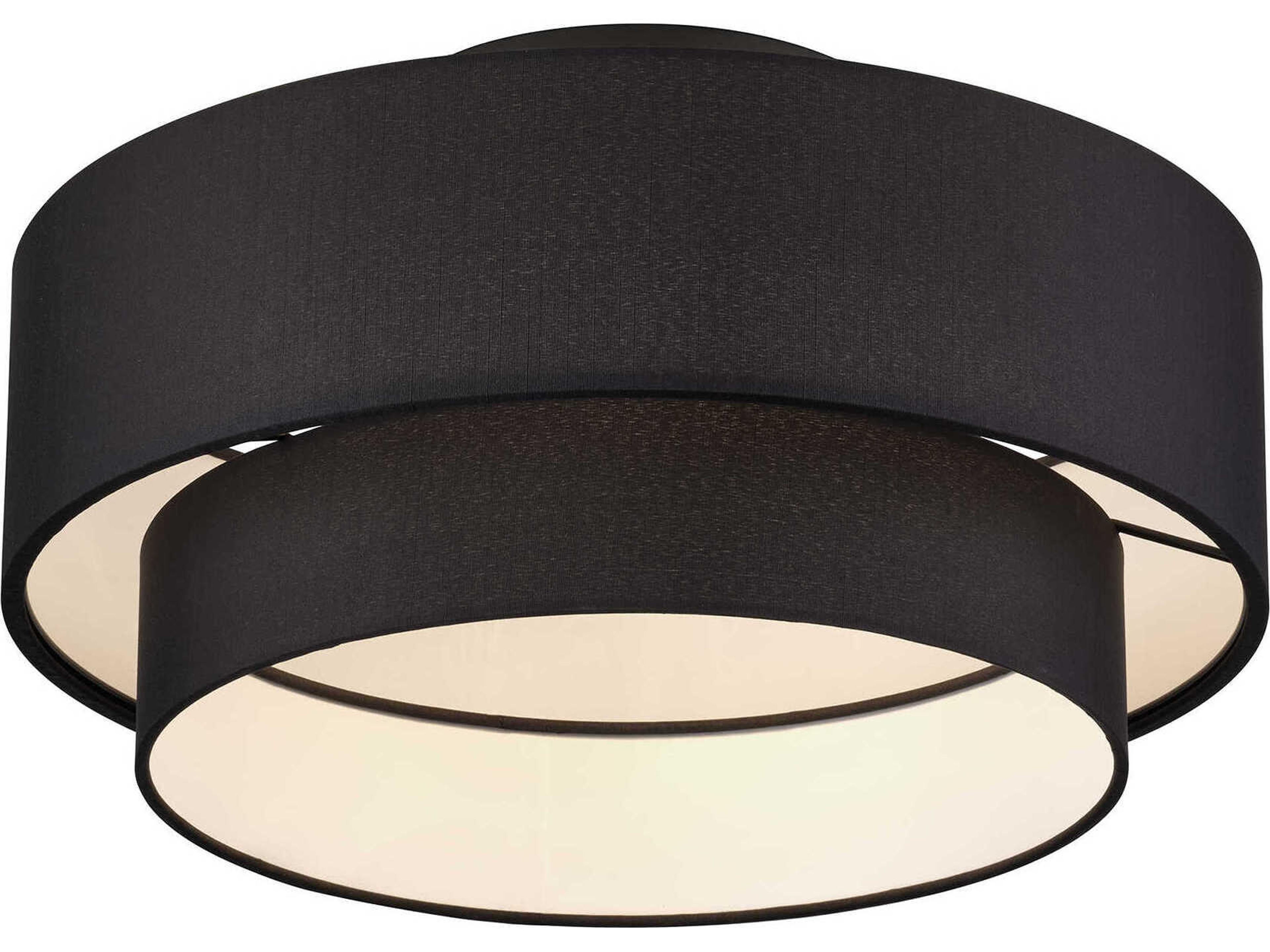 Livex Lighting Bainbridge 3-Light Black Drum Semi Flush Mount