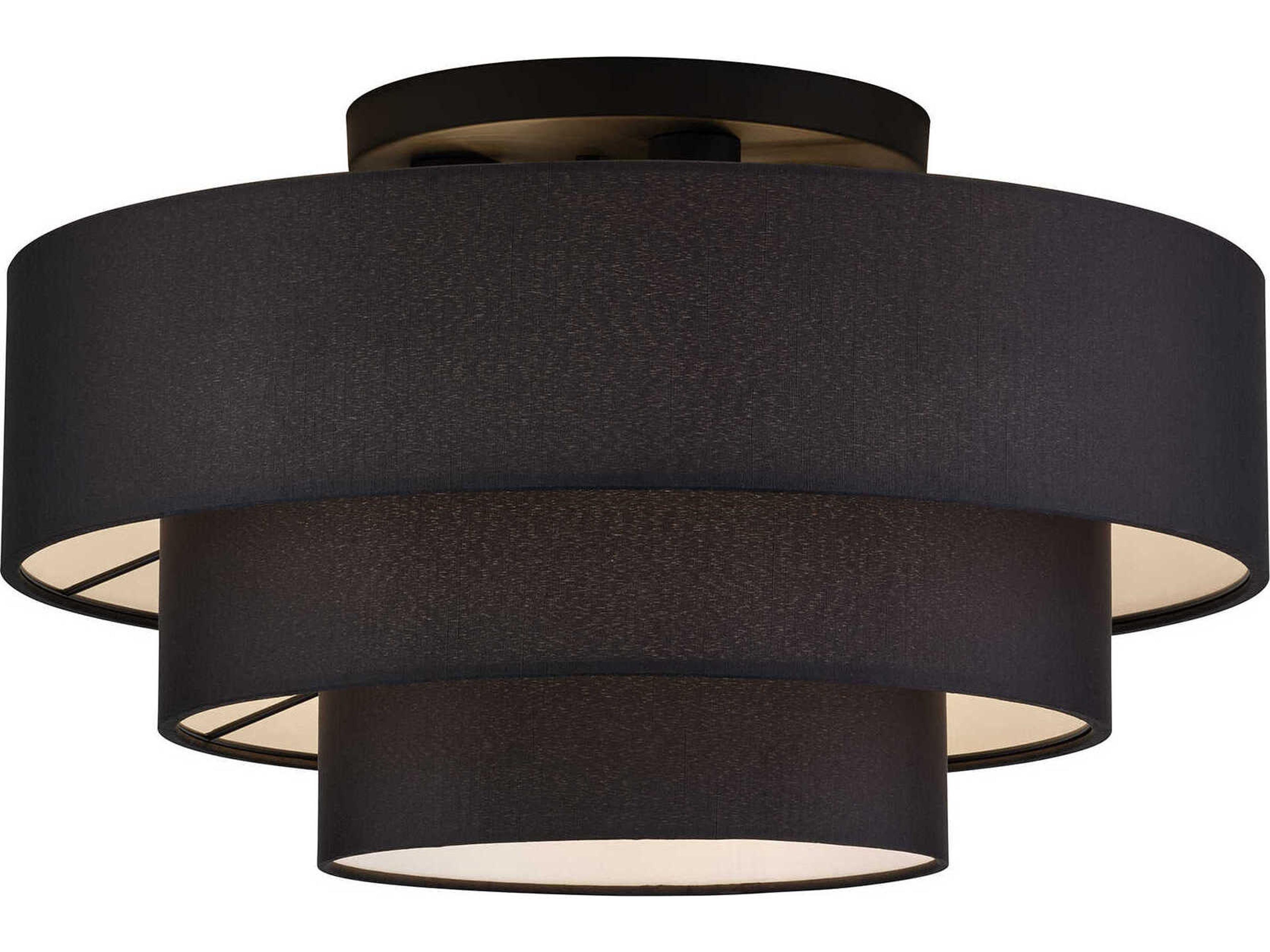 Livex Lighting Bainbridge 4-Light Black Drum Semi Flush Mount