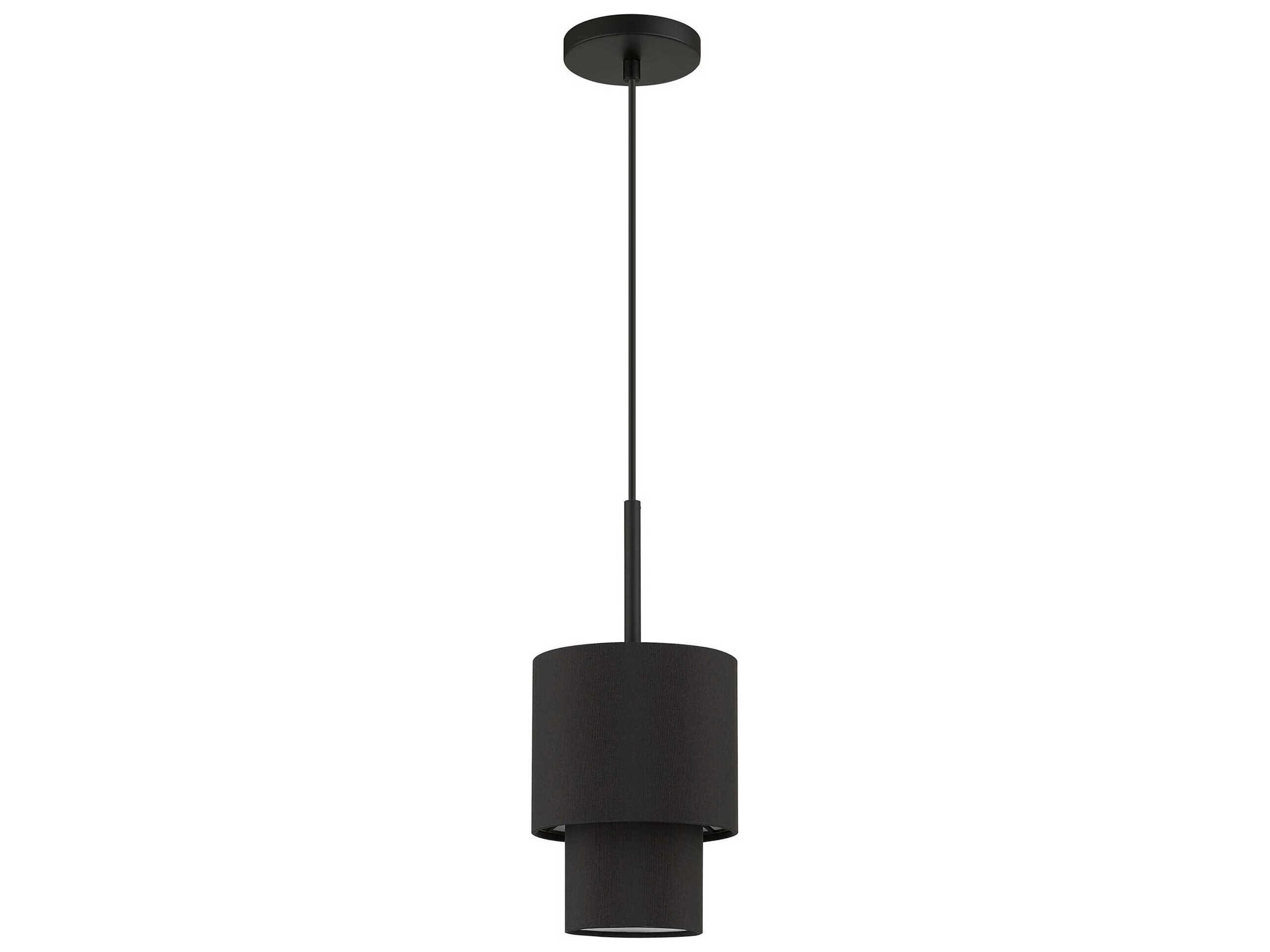 Livex Lighting Bainbridge 1-Light Black Drum Tiered Mini Pendant