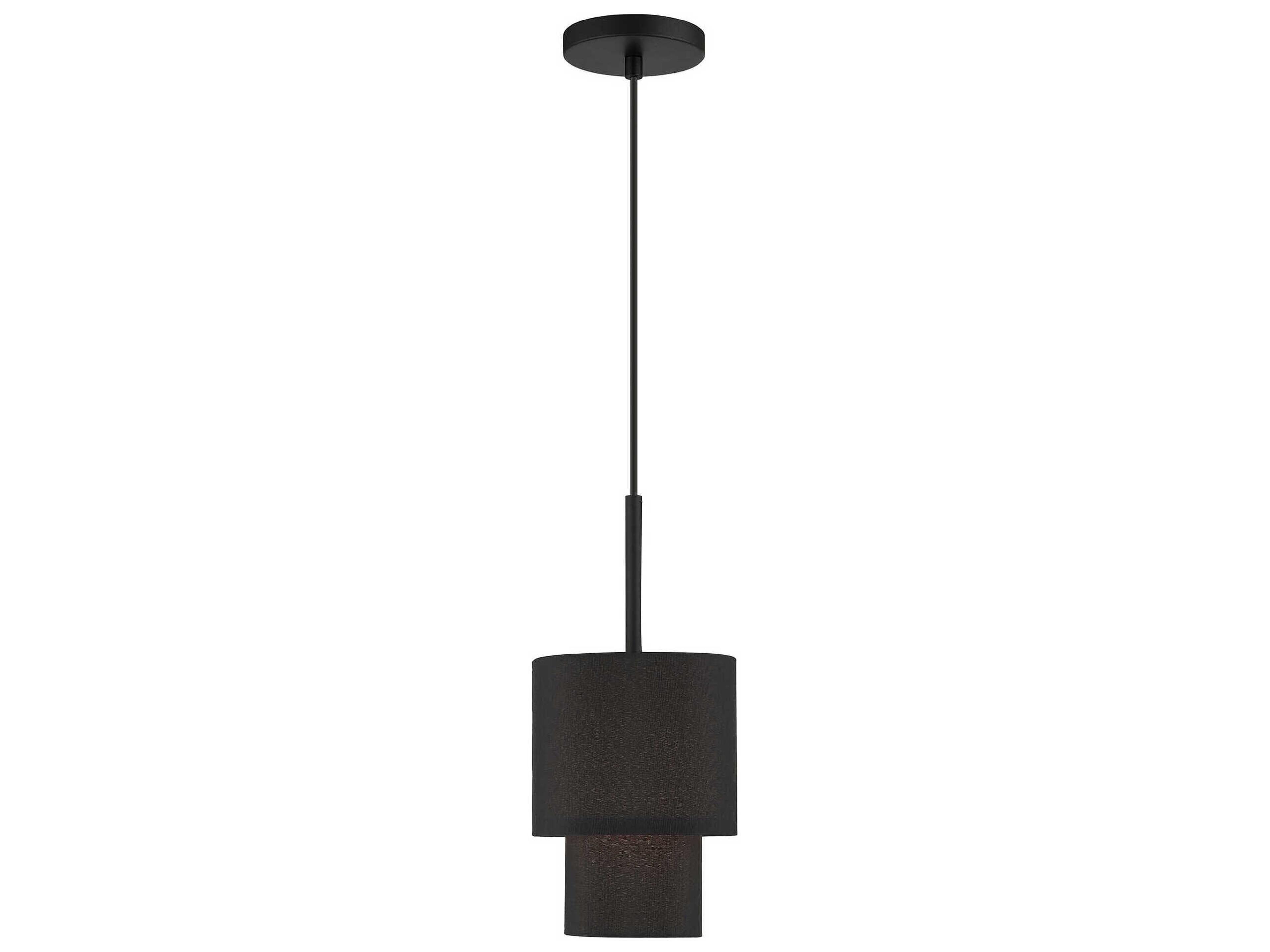 Livex Lighting Bainbridge 1-Light Black Drum Tiered Mini Pendant