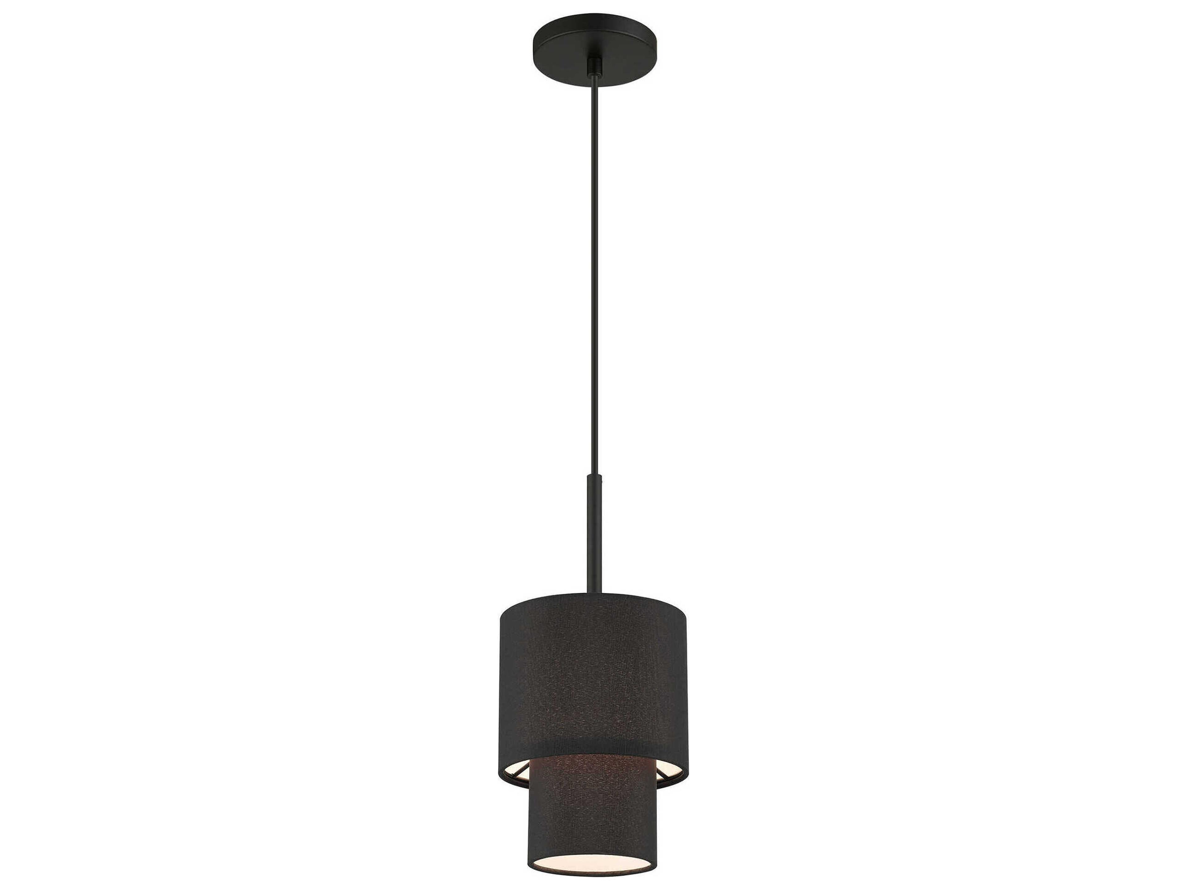 Livex Lighting Bainbridge 1-Light Black Drum Tiered Mini Pendant