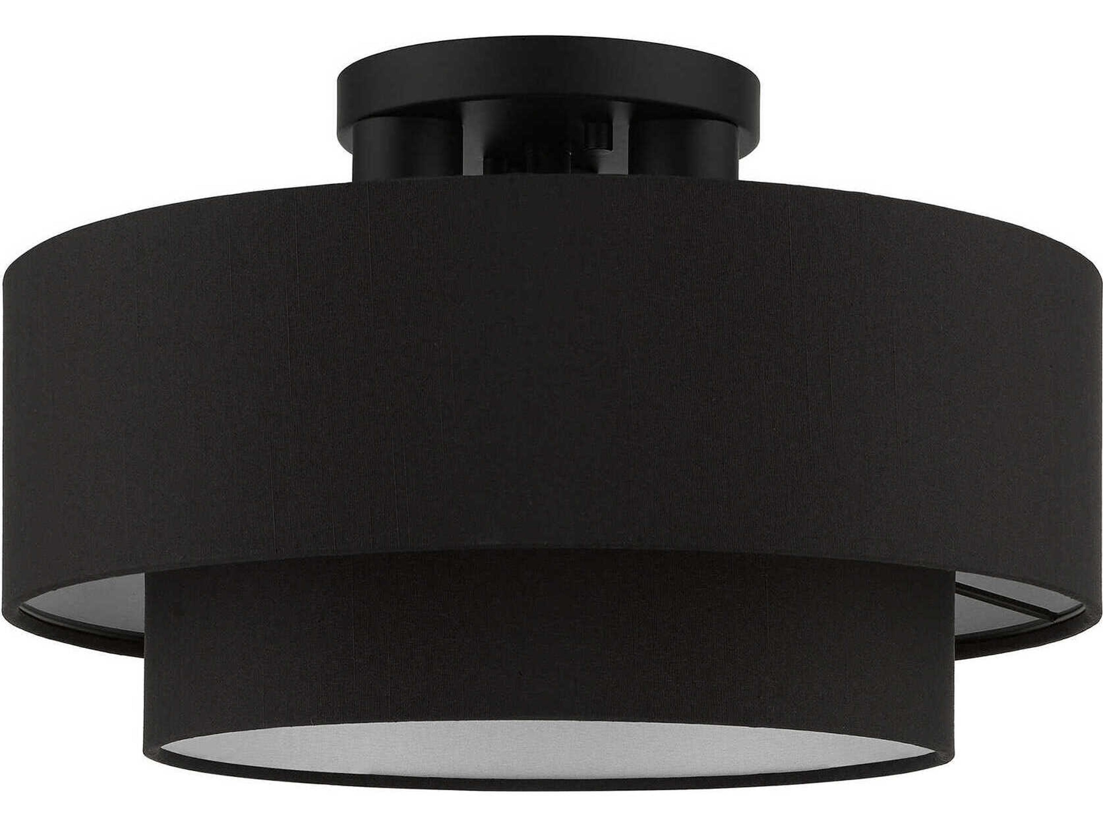 Livex Lighting Bainbridge 3-Light Black Drum Tiered Semi Flush Mount