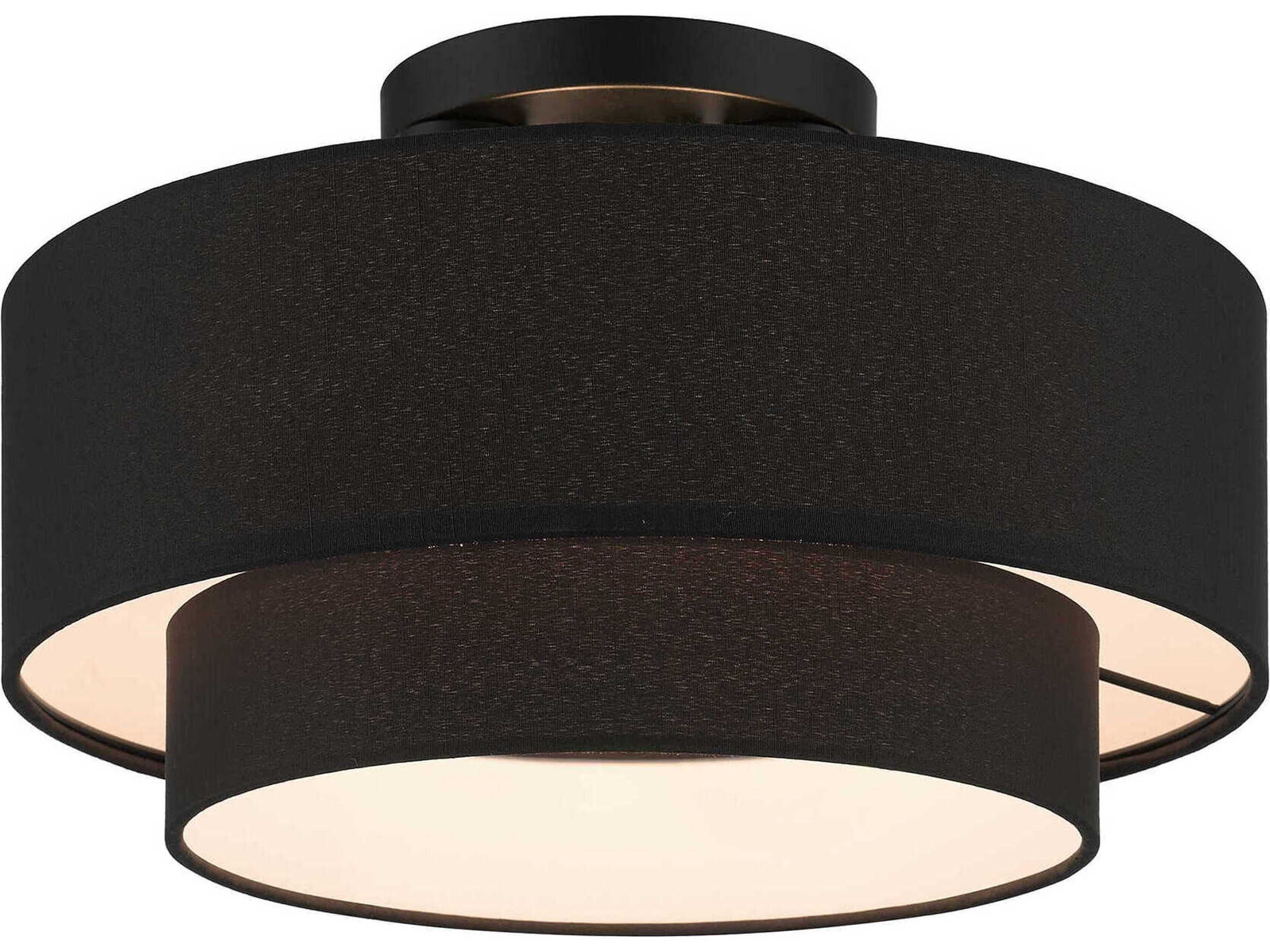 Livex Lighting Bainbridge 3-Light Black Drum Tiered Semi Flush Mount