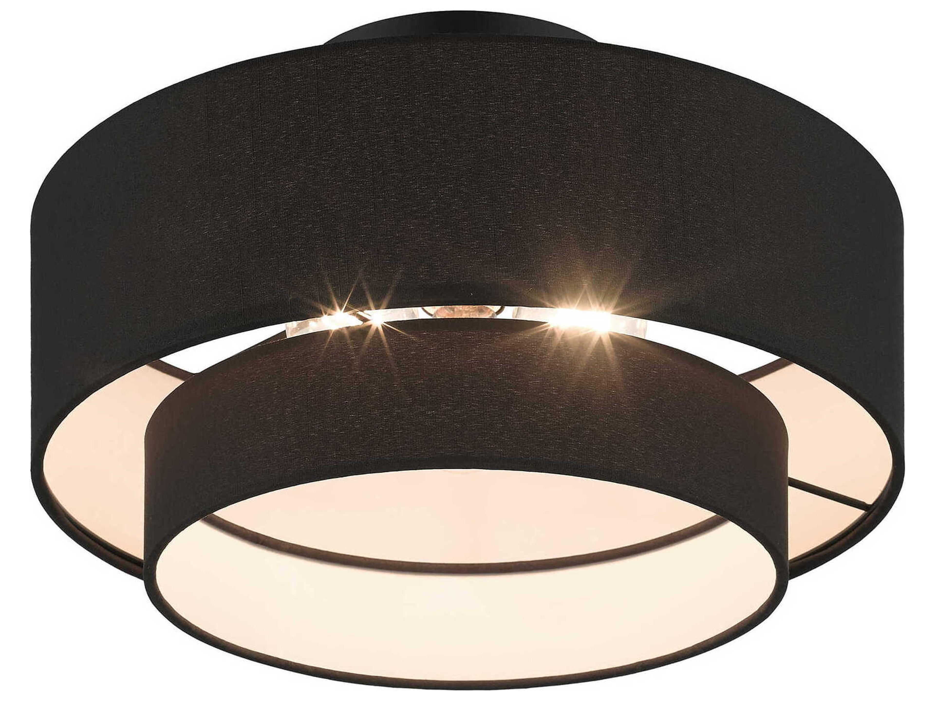 Livex Lighting Bainbridge 3-Light Black Drum Tiered Semi Flush Mount