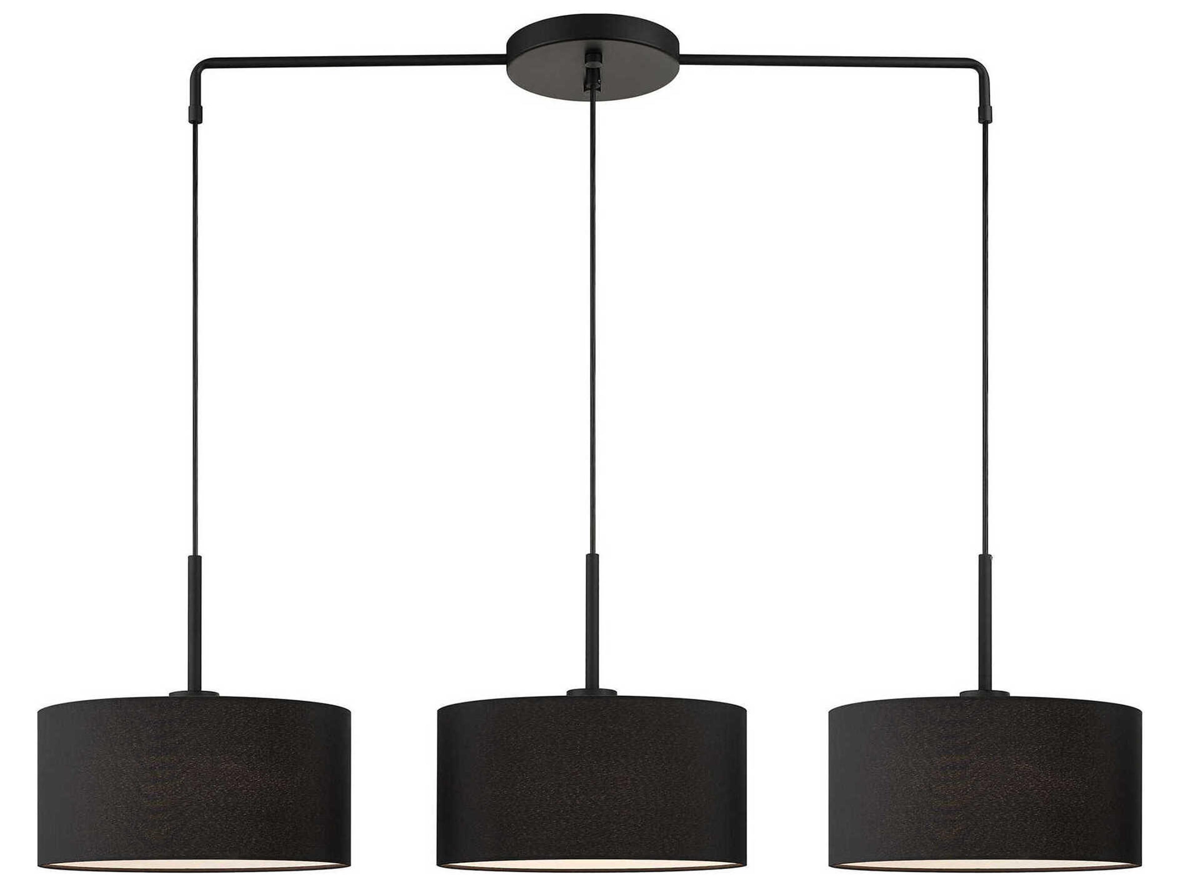 Bainbridge 3-Light Black Drum Linear Island Pendant