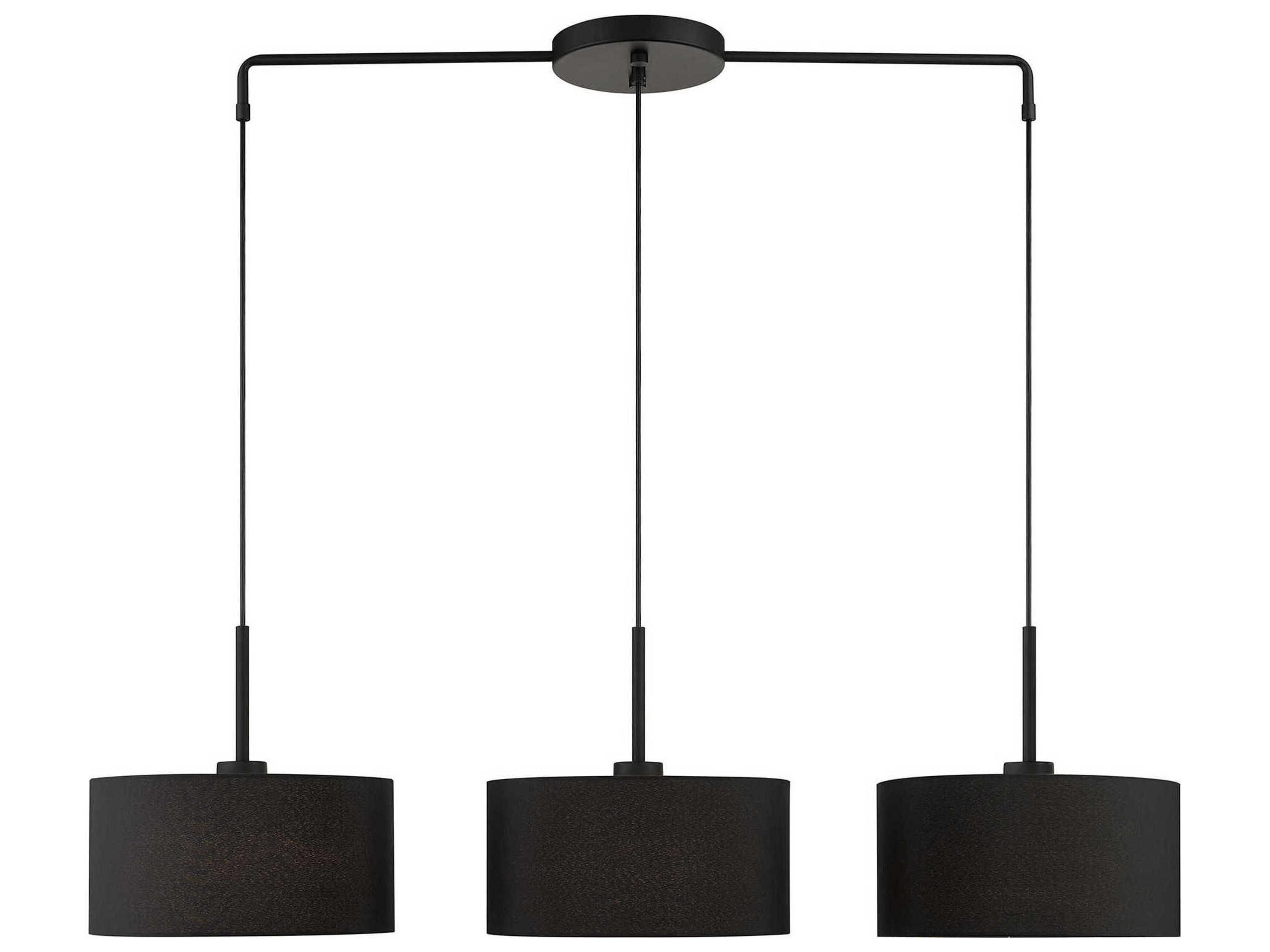 Livex Lighting Bainbridge 3-Light Black Drum Linear Island Pendant