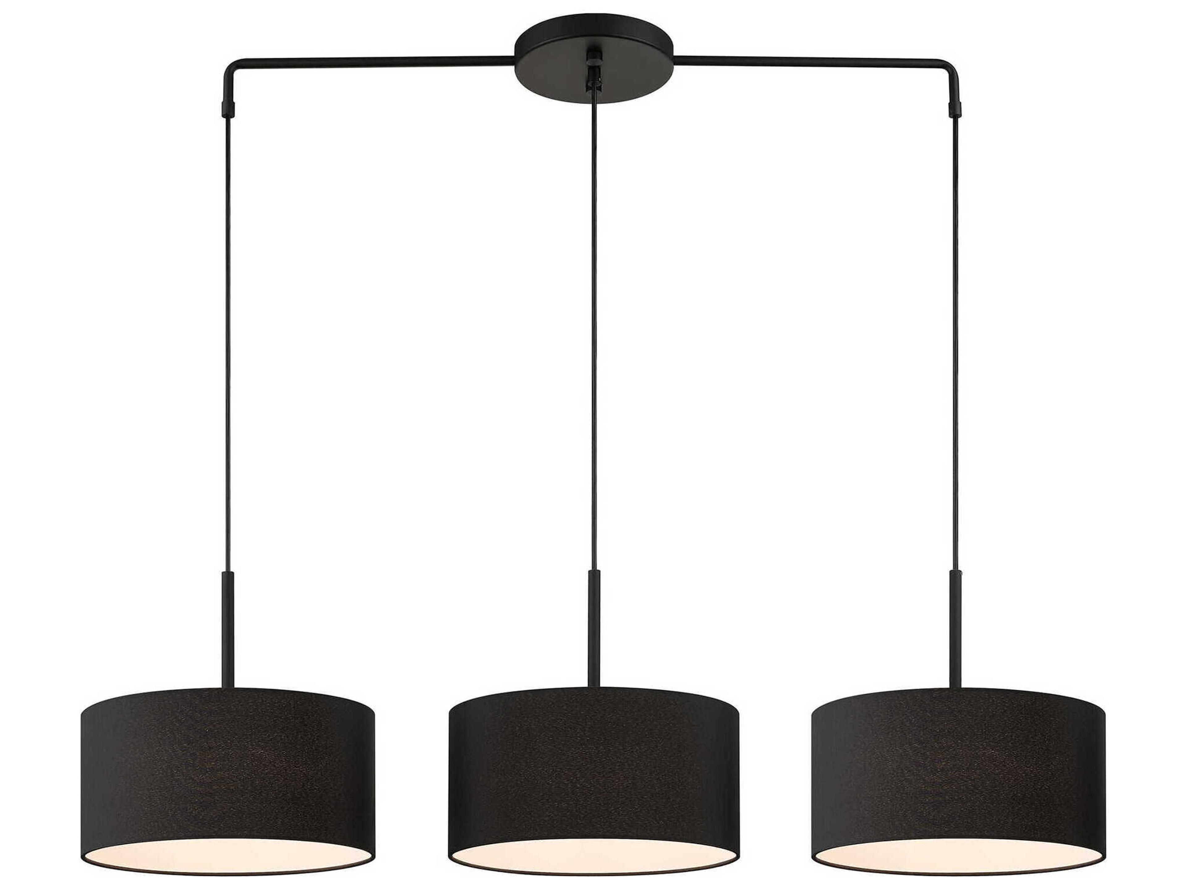 Livex Lighting Bainbridge 3-Light Black Drum Linear Island Pendant