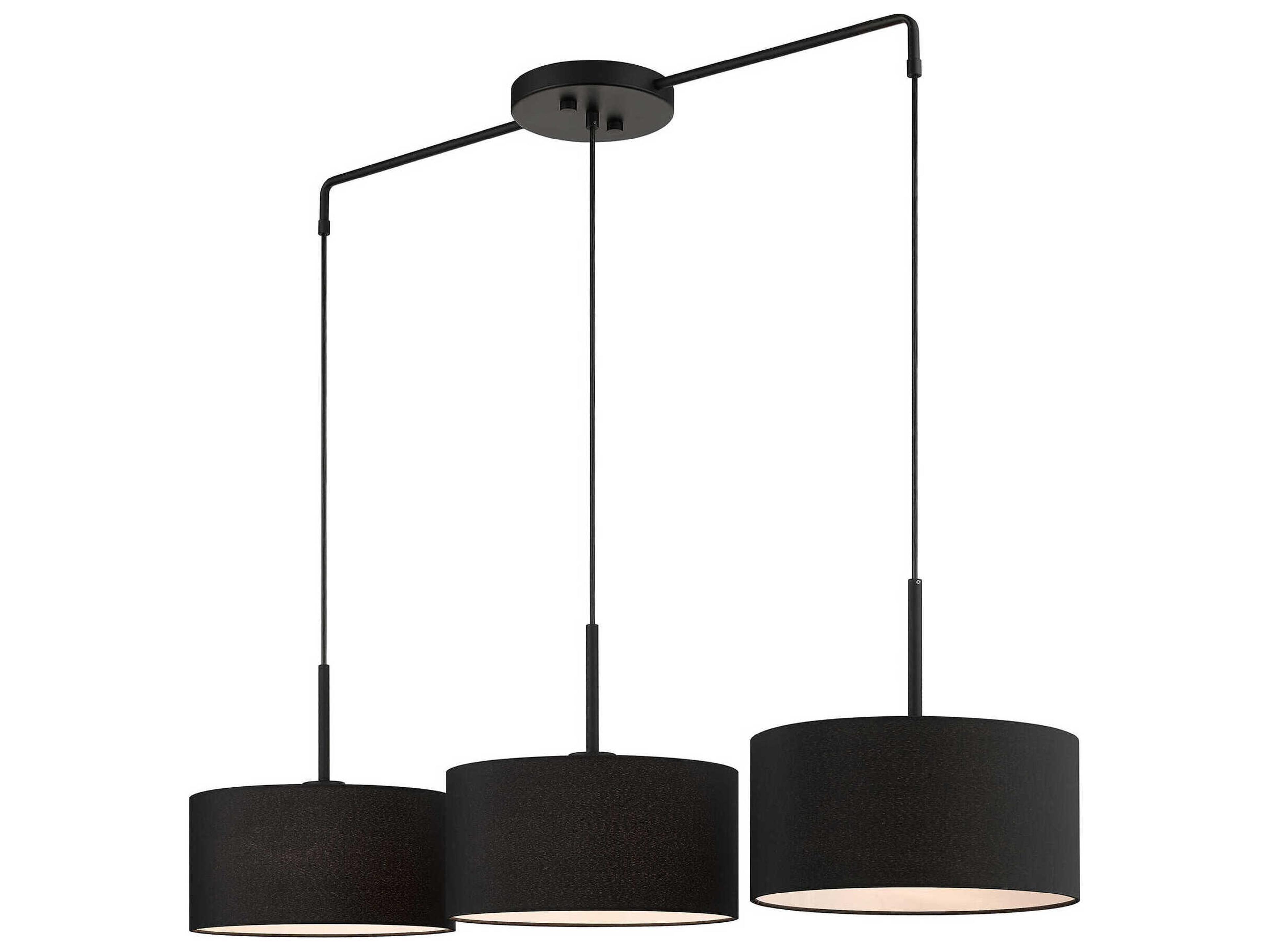 Livex Lighting Bainbridge 3-Light Black Drum Linear Island Pendant