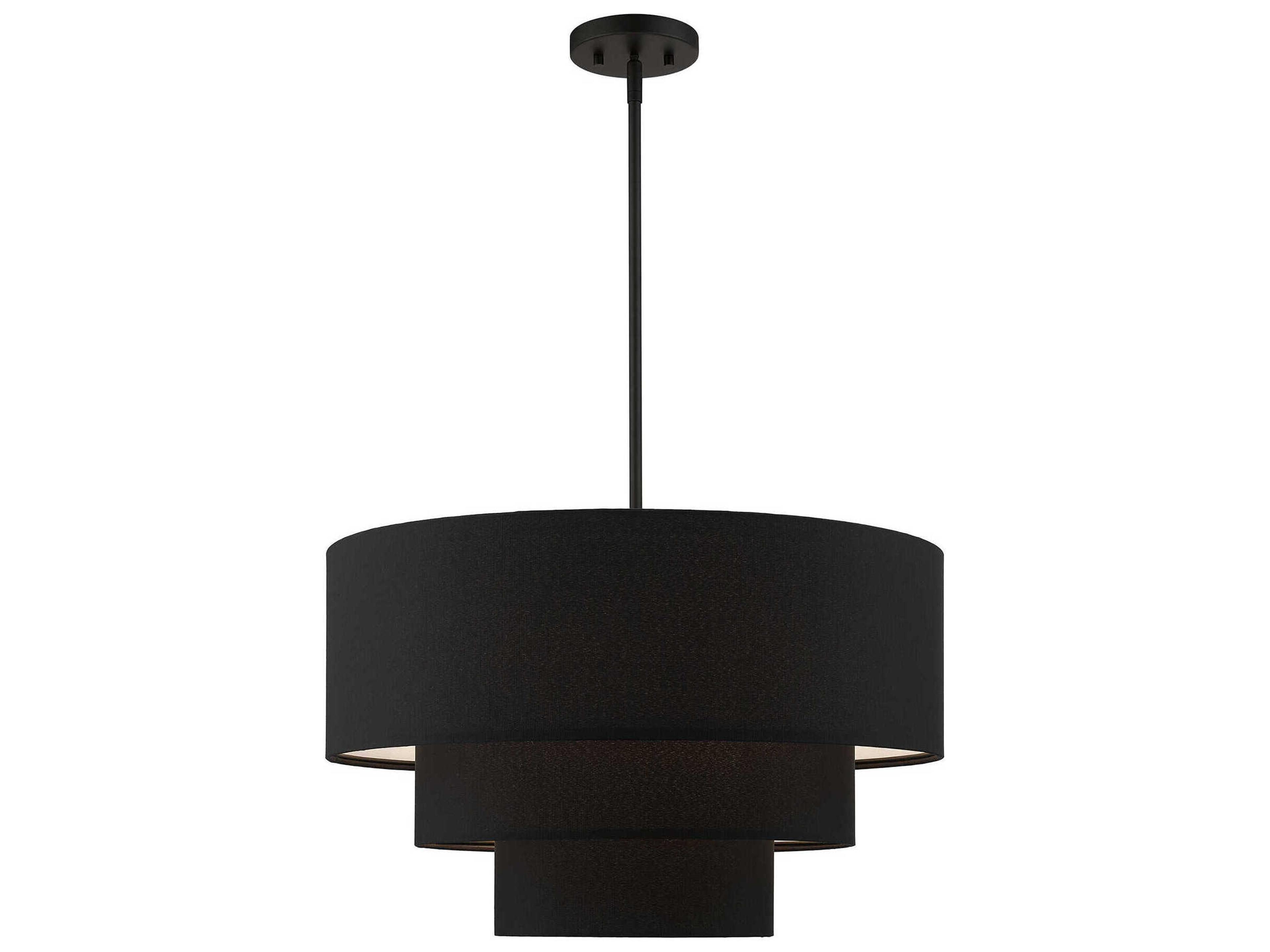 Bainbridge 4-Light Black Drum Tiered Pendant