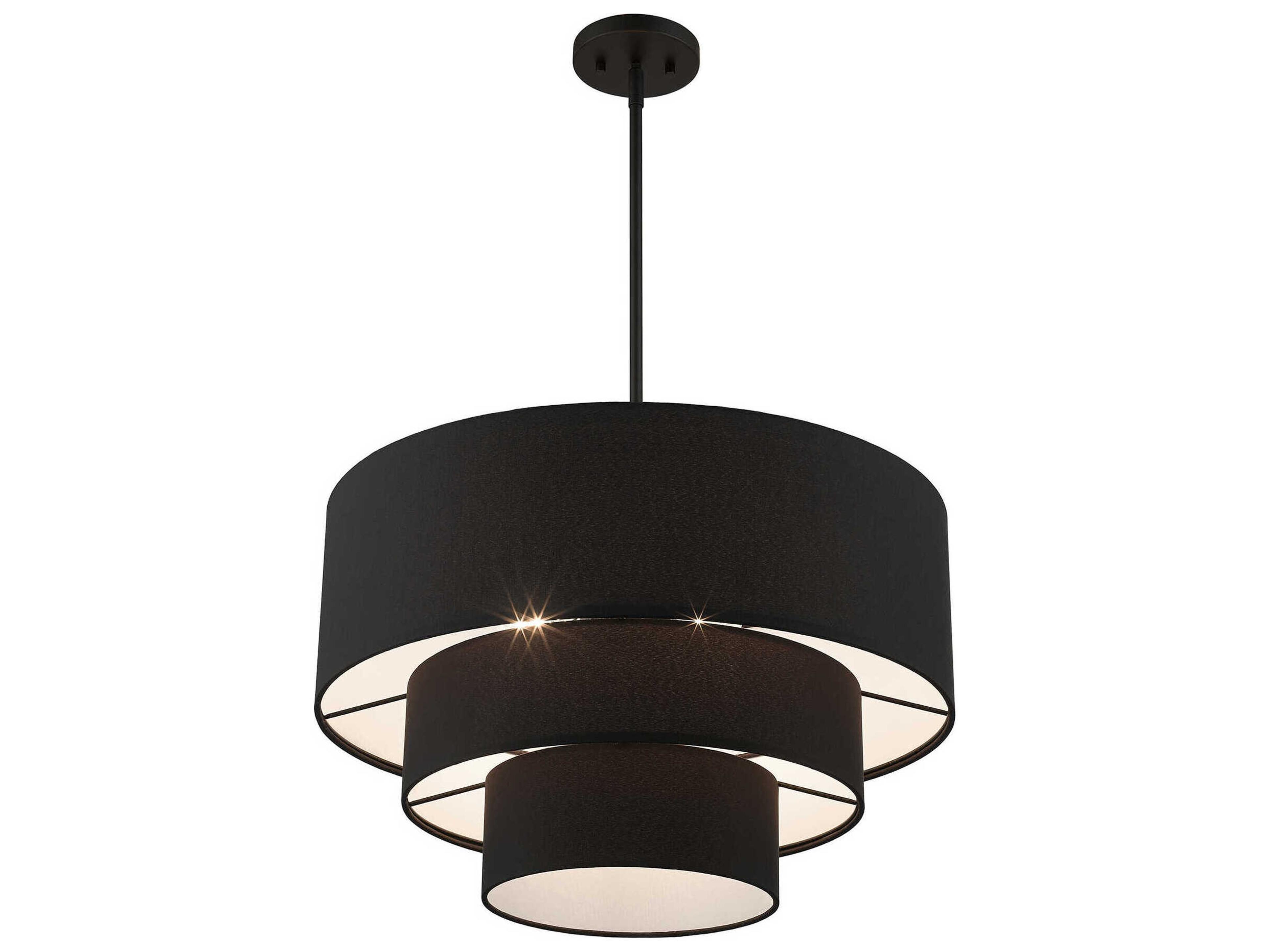 Livex Lighting Bainbridge 4-Light Black Drum Tiered Pendant