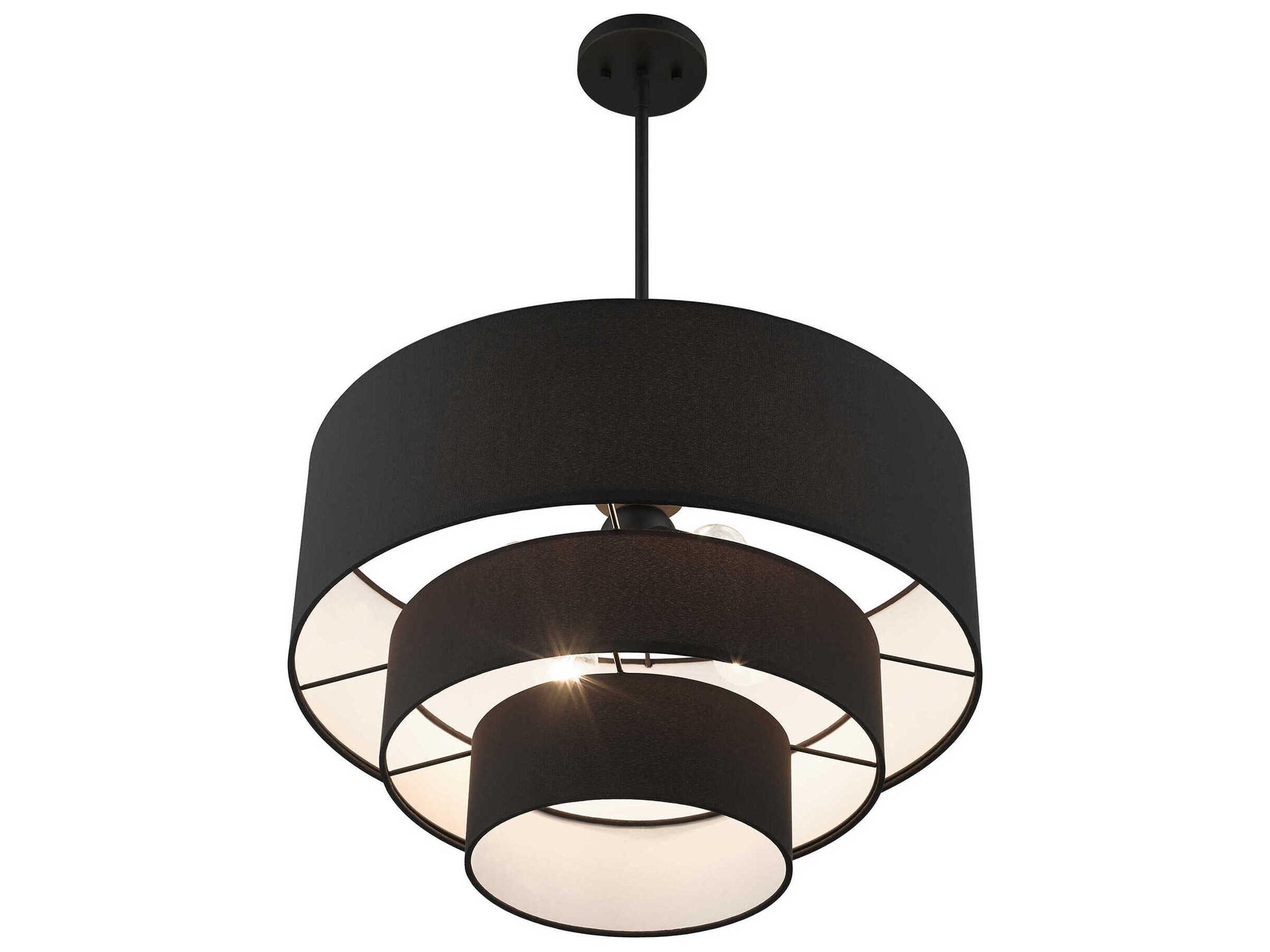 Livex Lighting Bainbridge 4-Light Black Drum Tiered Pendant