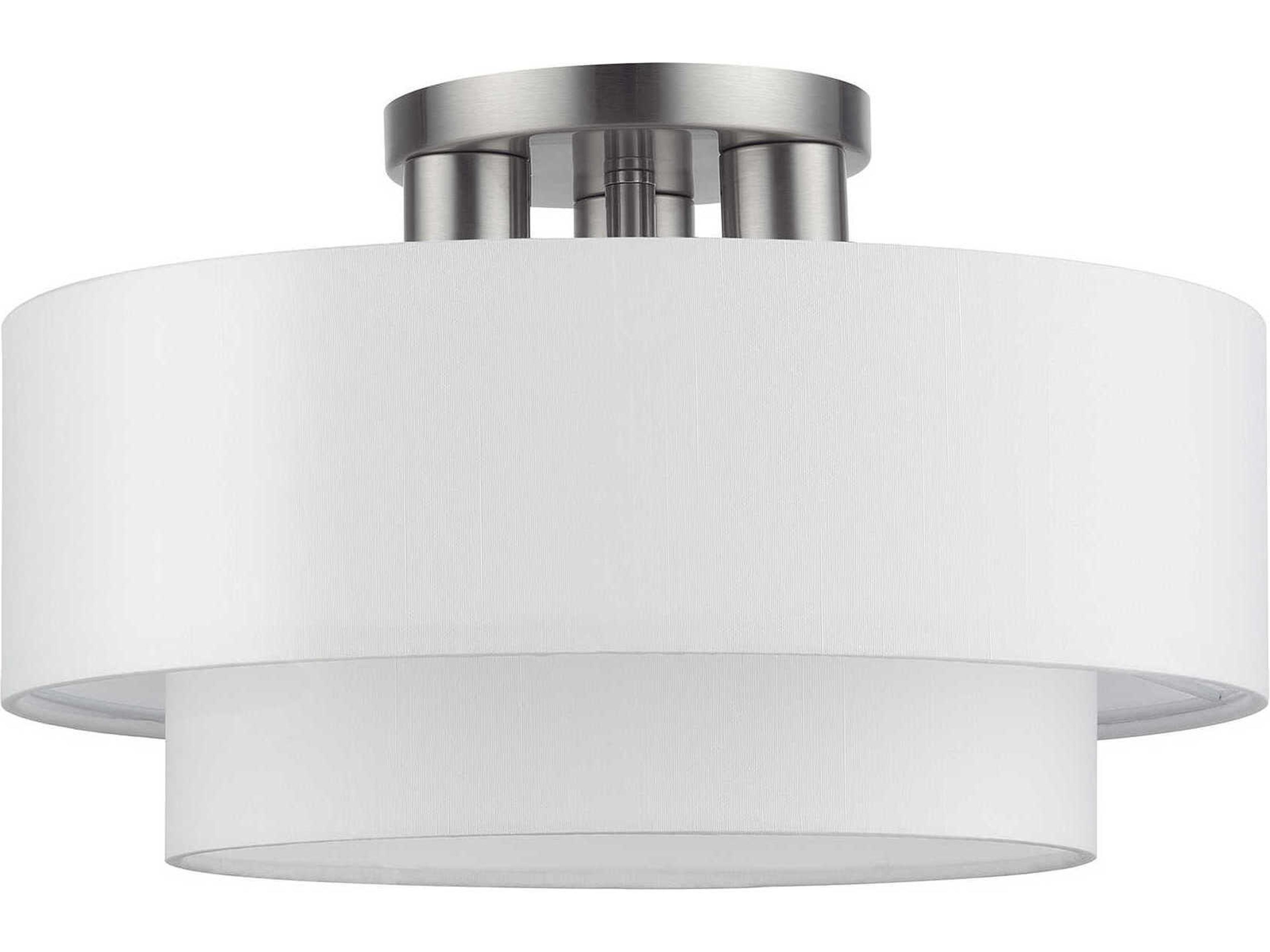 Livex Lighting Manorwood 3-Light Brushed Nickel Semi Flush Mount