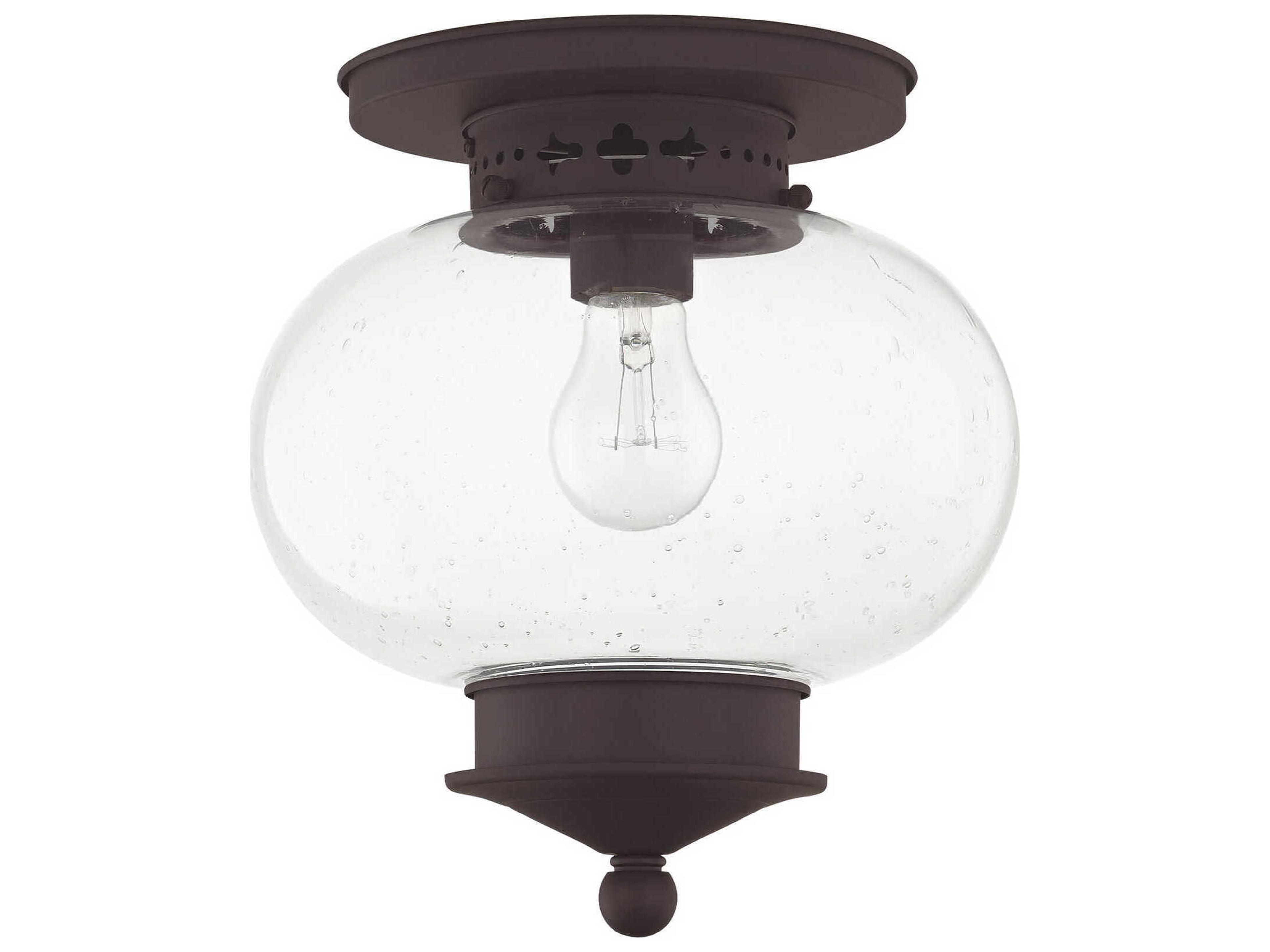 Livex Lighting Harbor 1-Light Bronze Glass Semi Flush Mount