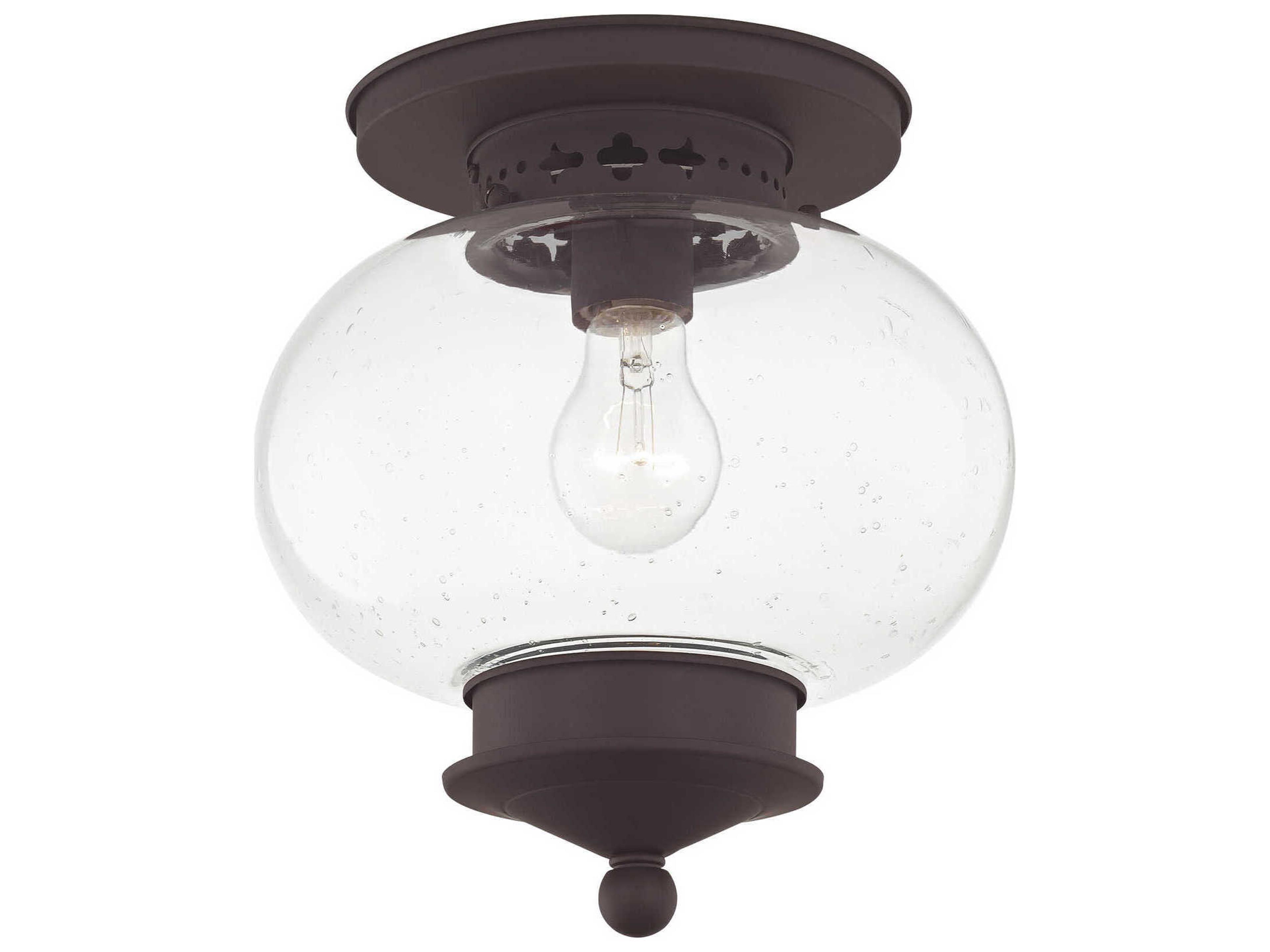 Livex Lighting Harbor 1-Light Bronze Glass Semi Flush Mount