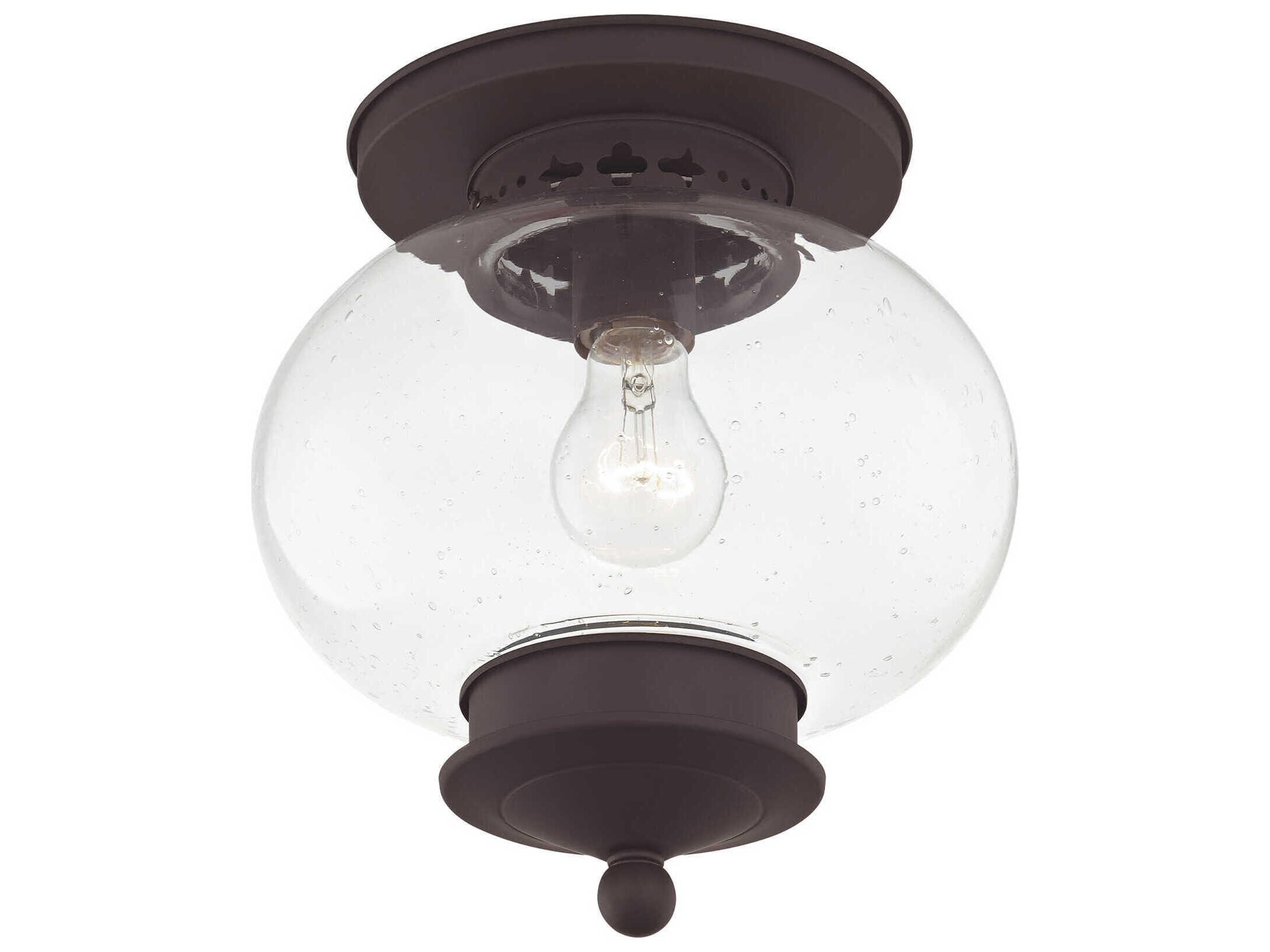 Livex Lighting Harbor 1-Light Bronze Glass Semi Flush Mount