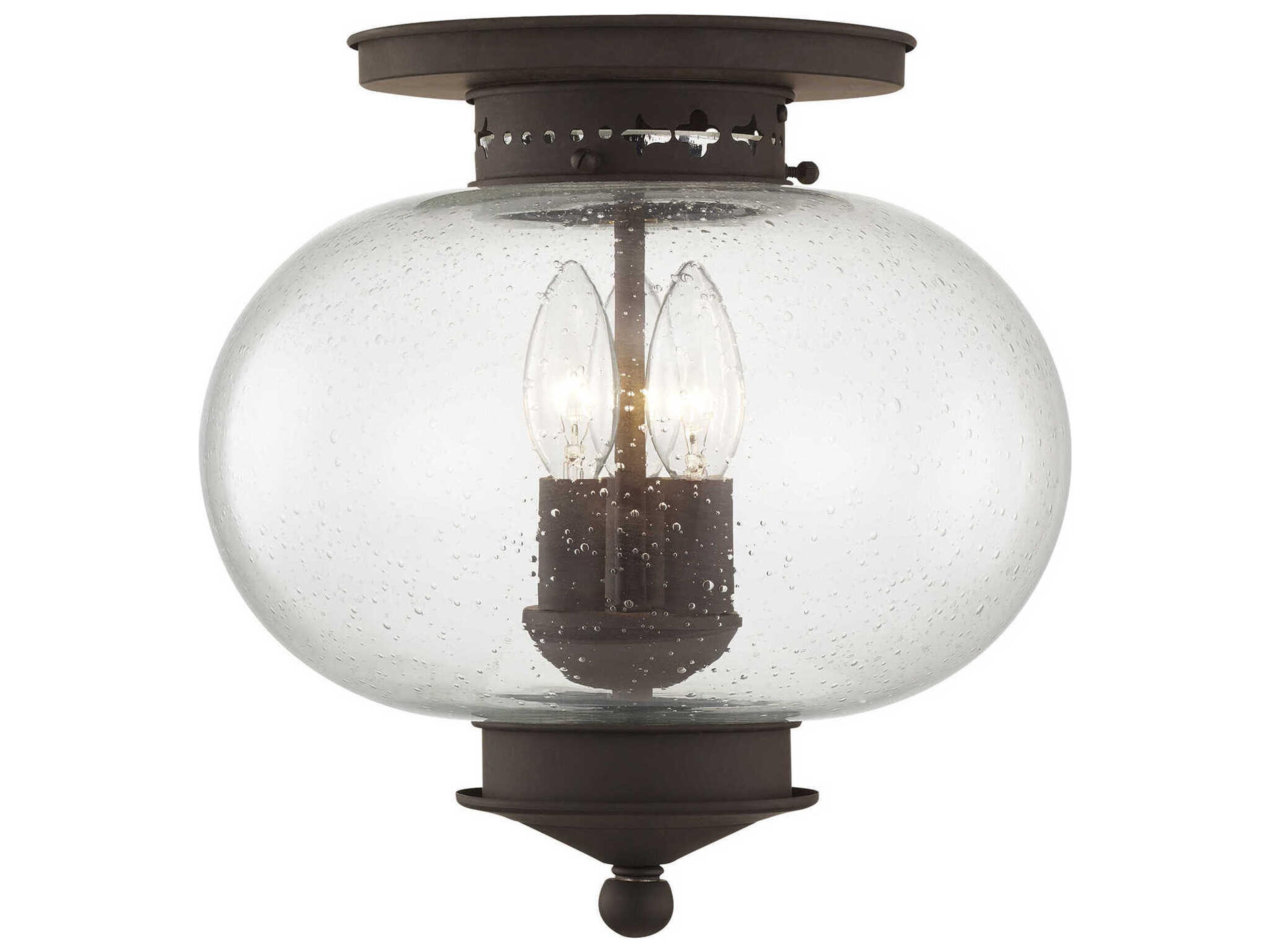 Harbor 3-Light Bronze Glass Globe Semi Flush Mount