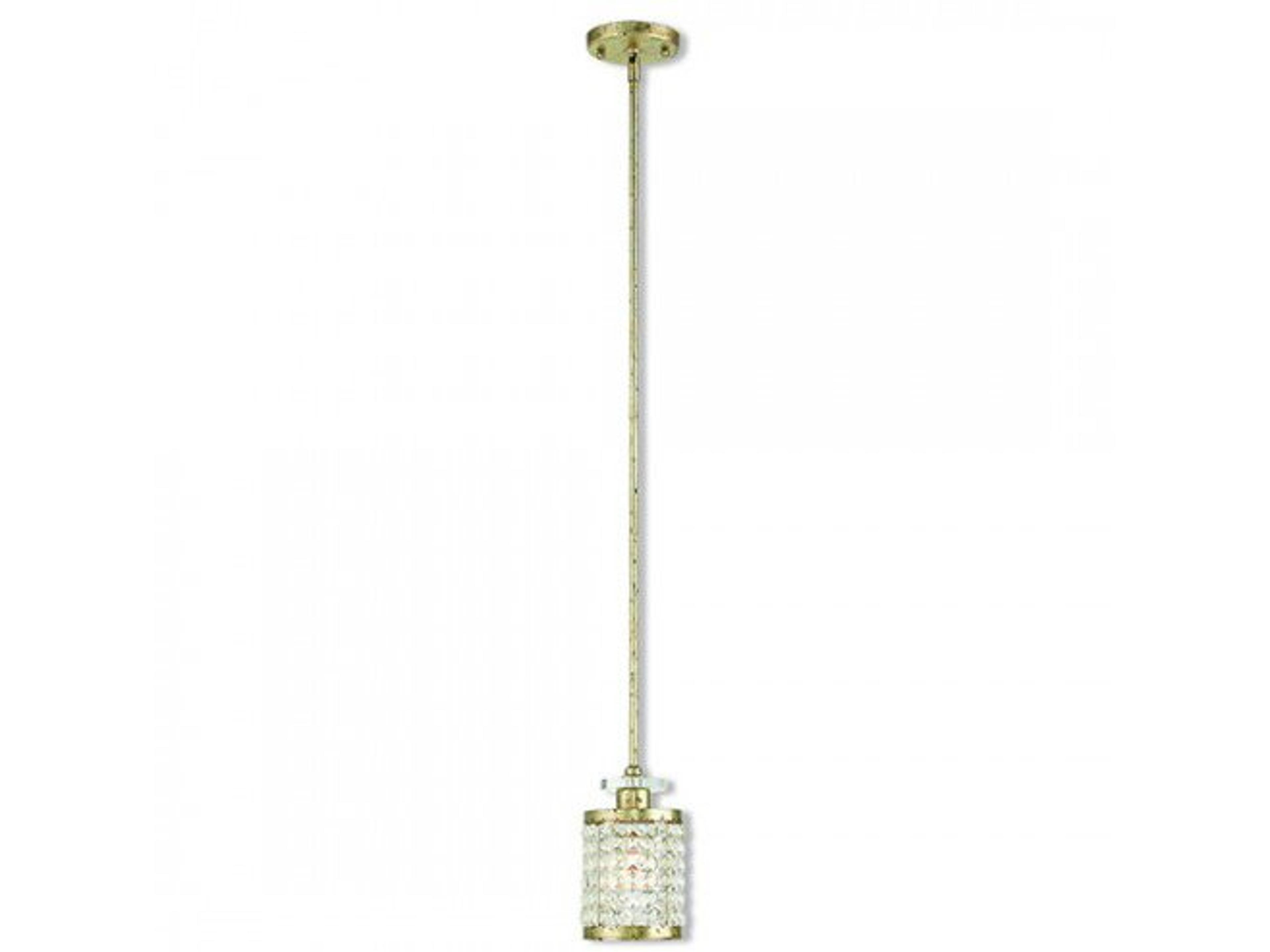 Grammercy 1-Light Hand Applied Winter Gold Crystal Cylinder Mini Pendant