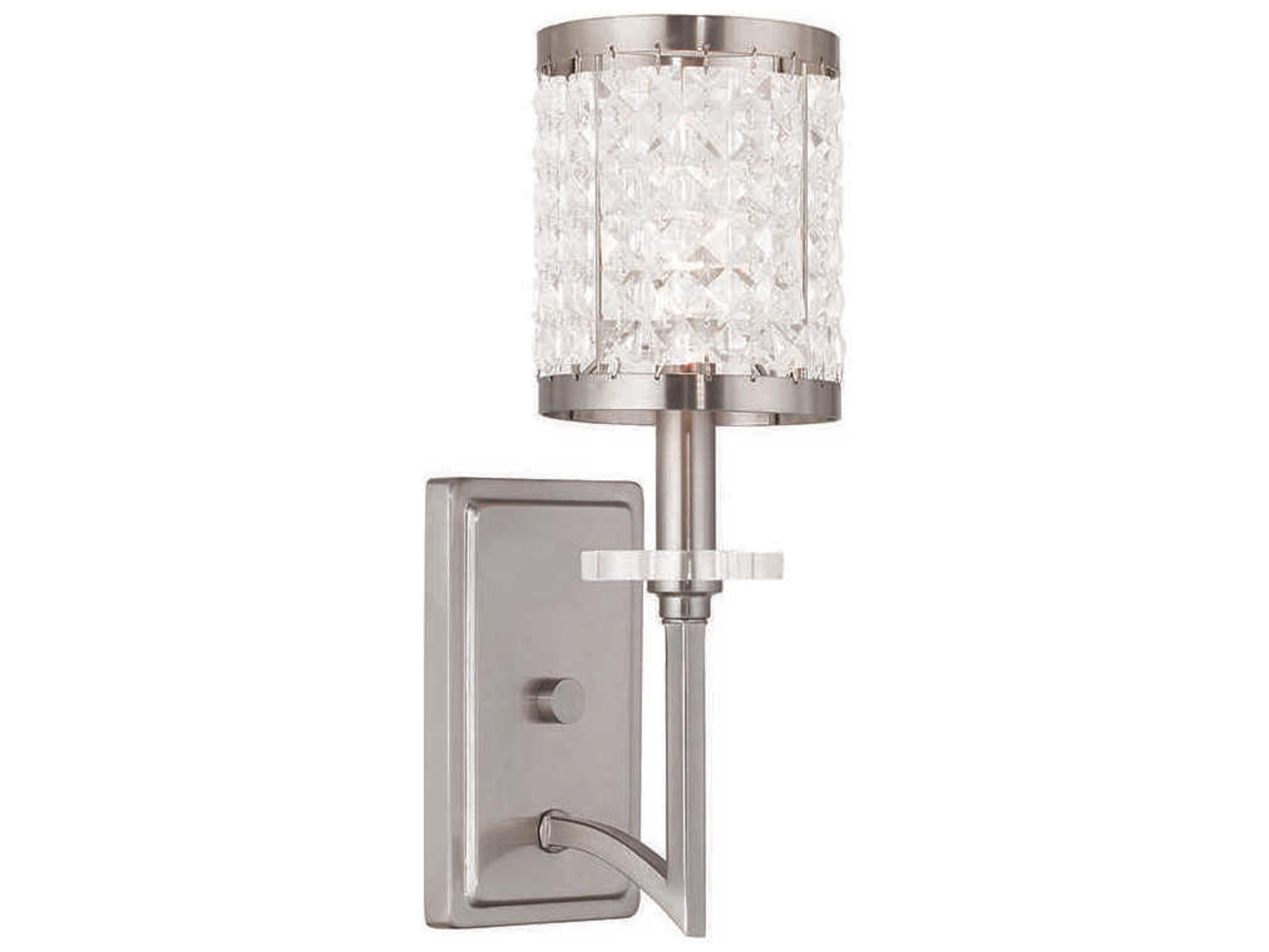Grammercy 1-Light Brushed Nickel Crystal Wall Sconce