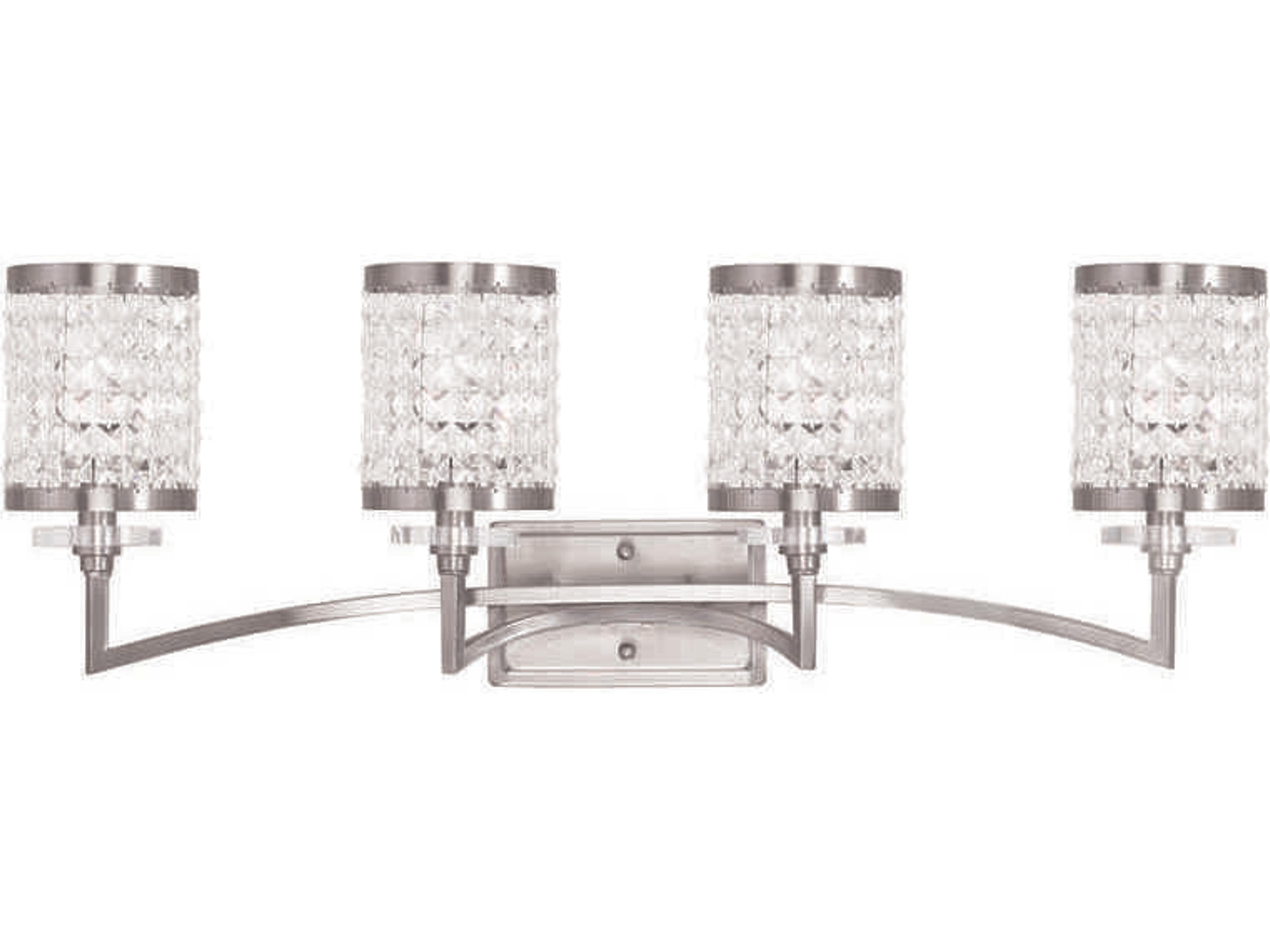 Grammercy 4-Light Brushed Nickel Crystal Vanity Light