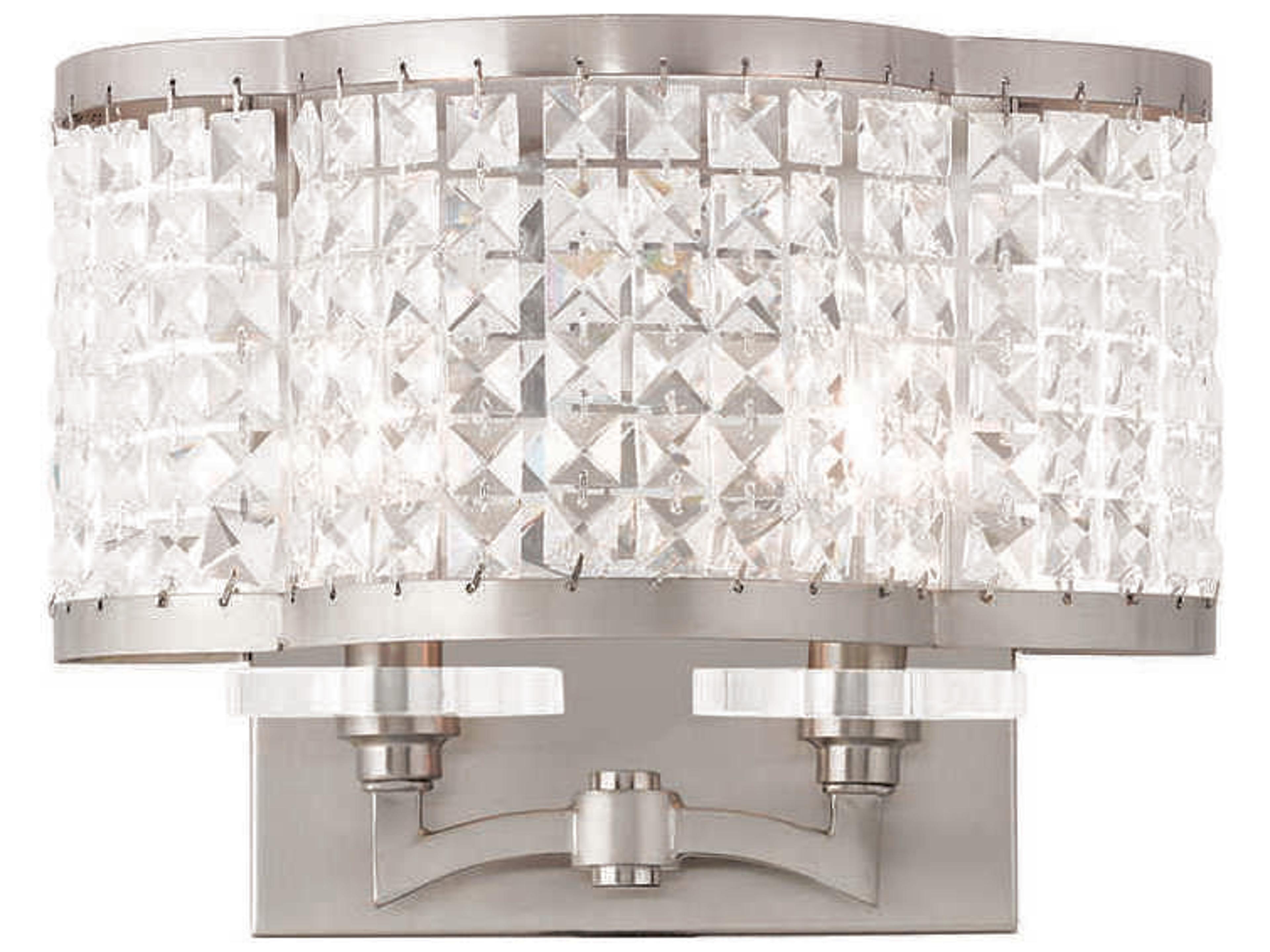 Grammercy 2-Light Brushed Nickel Crystal Wall Sconce