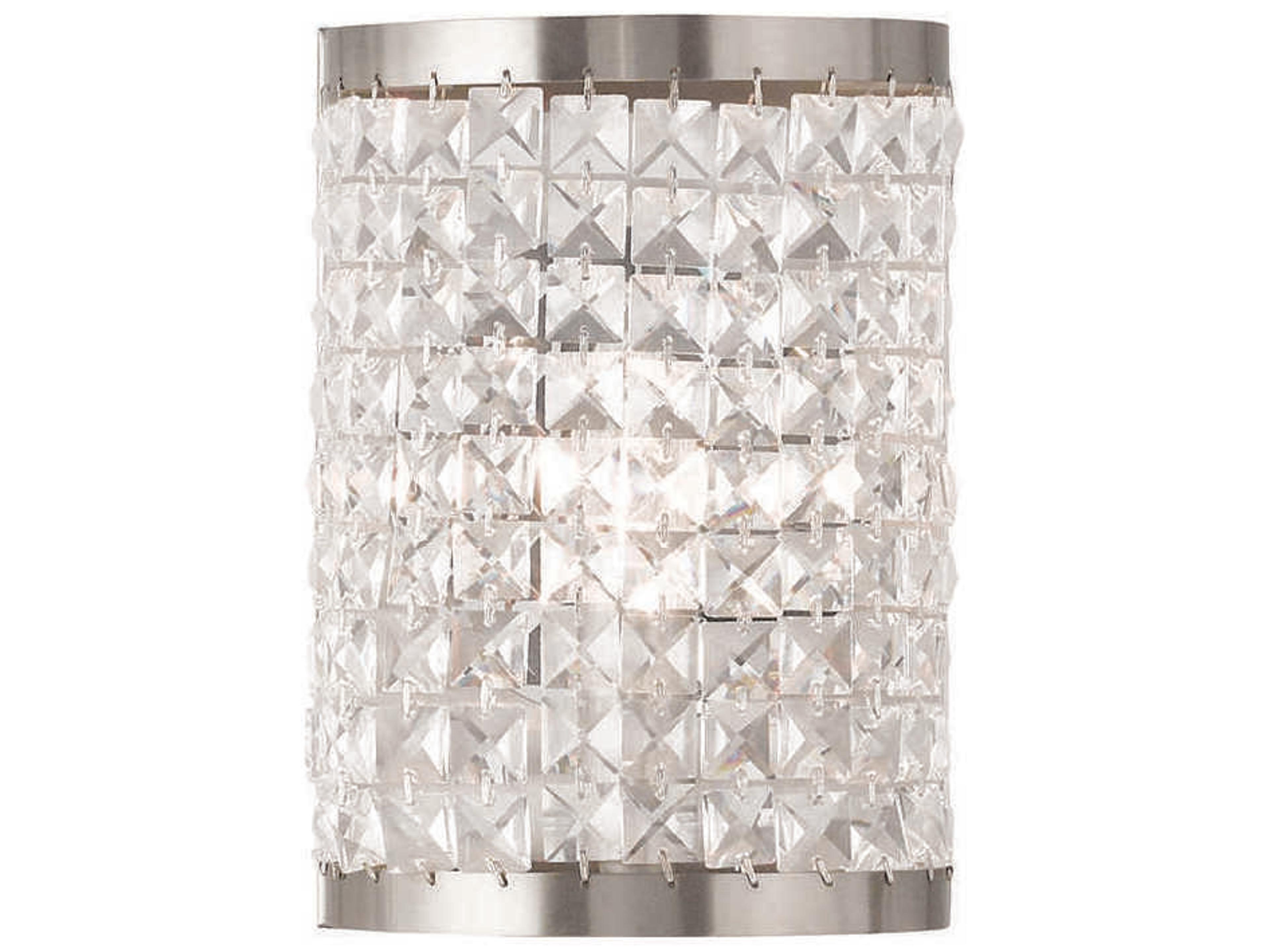Grammercy 1-Light Brushed Nickel Crystal Wall Sconce