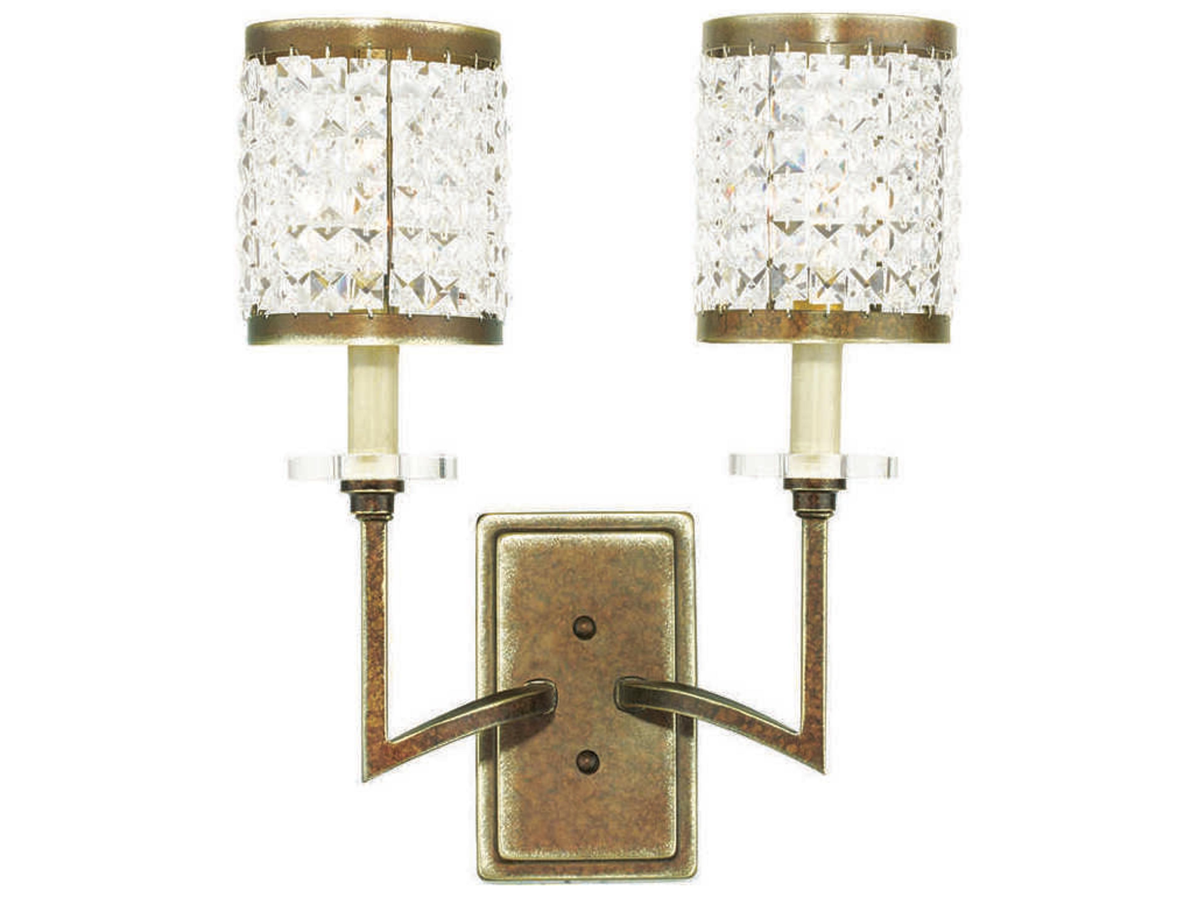 Grammercy 2-Light Hand Painted Palacial Bronze Crystal Wall Sconce