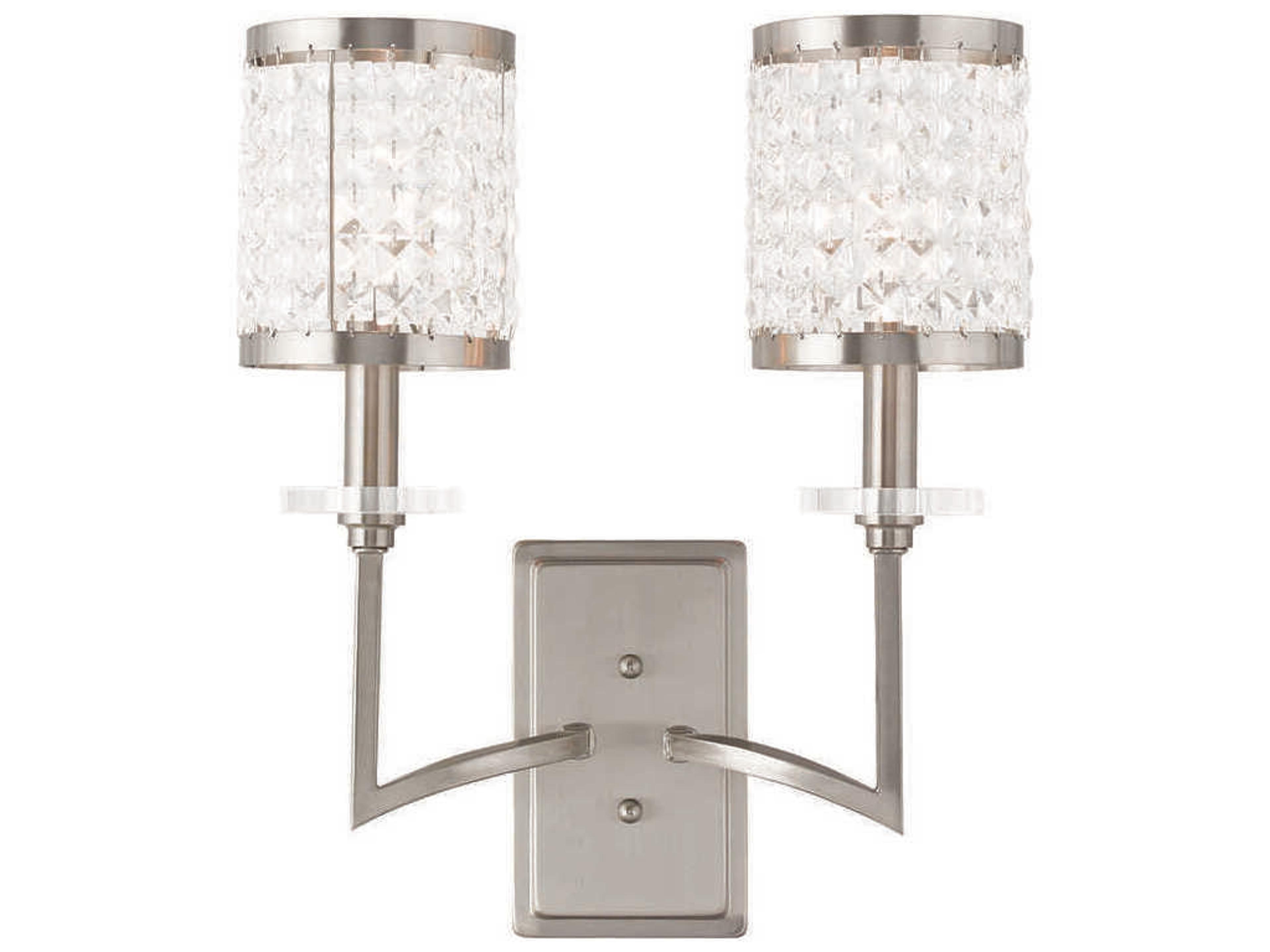 Grammercy 2-Light Brushed Nickel Crystal Wall Sconce
