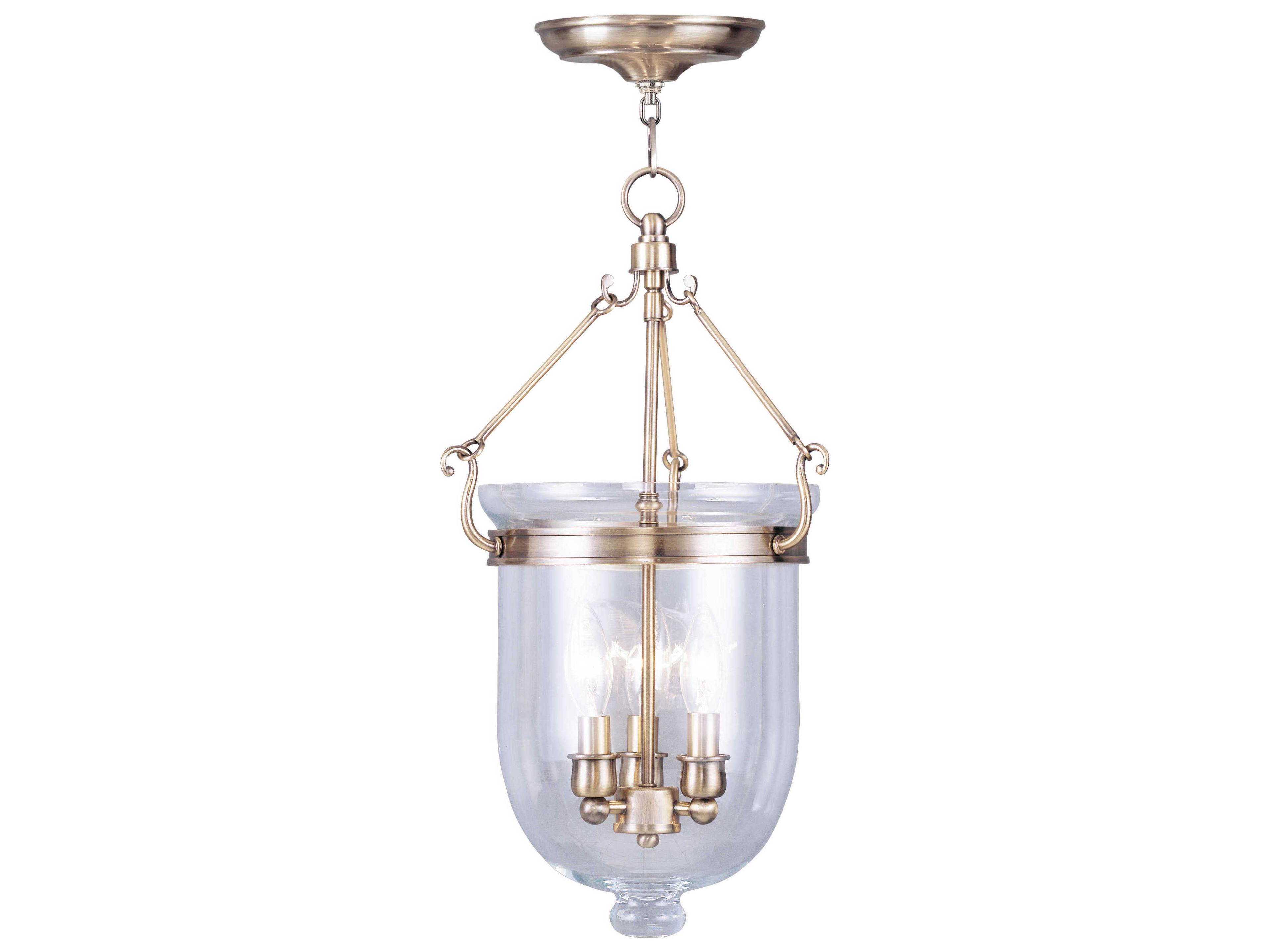 Jefferson 3-Light Antique Brass Glass Chandelier