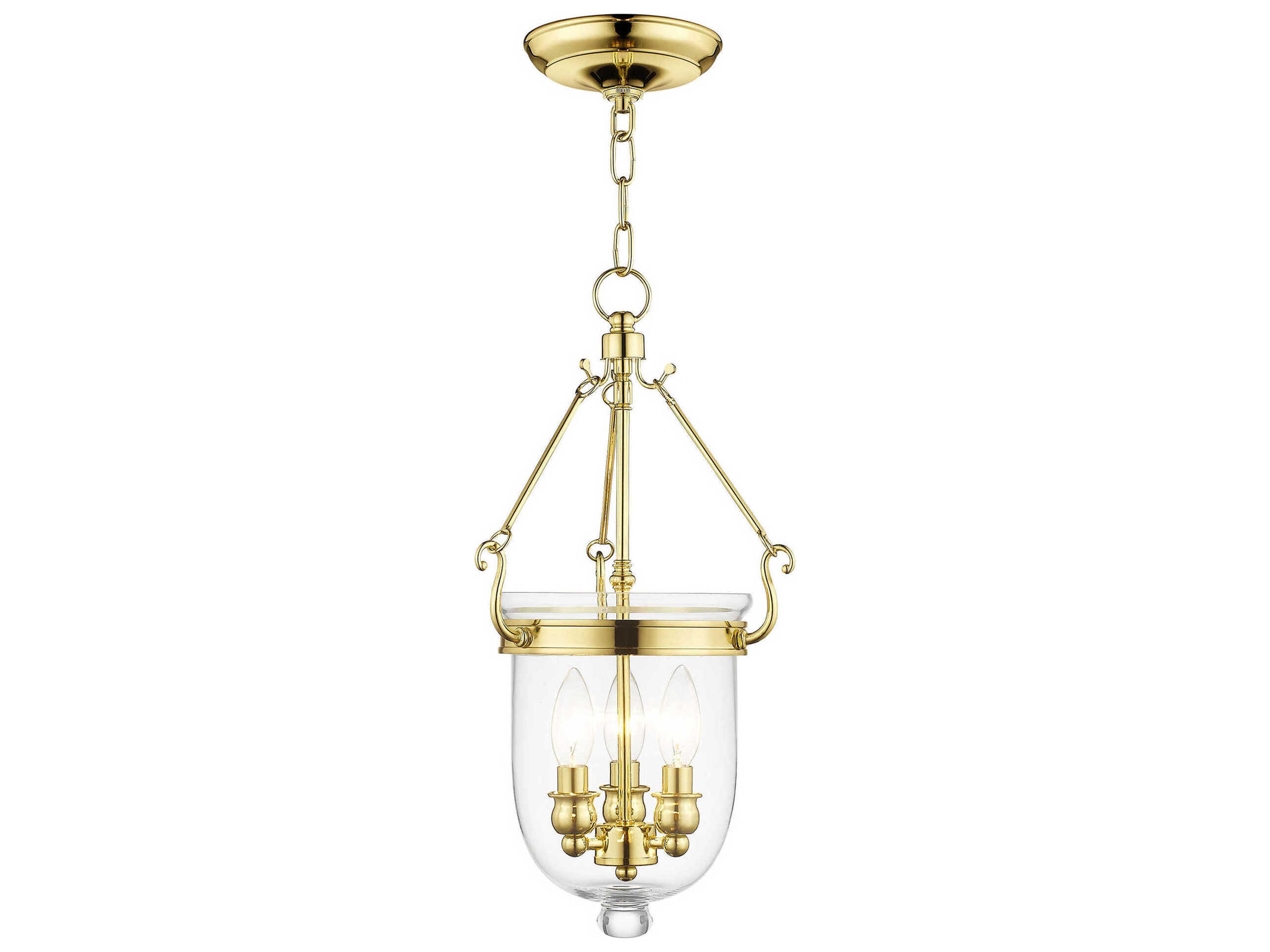 Jefferson 3-Light Polished Brass Glass Chandelier