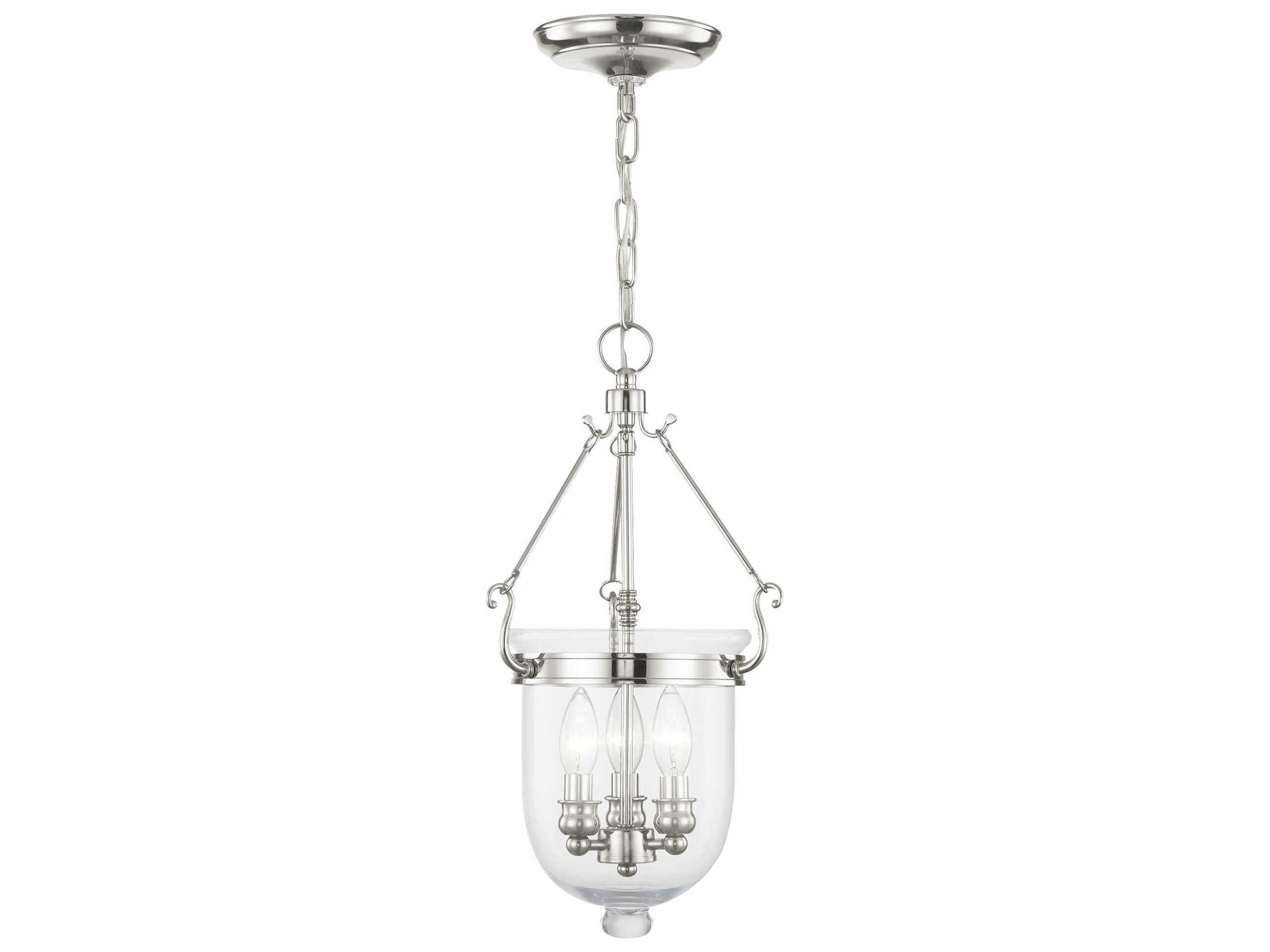 Jefferson 3-Light Polished Nickel Glass Chandelier
