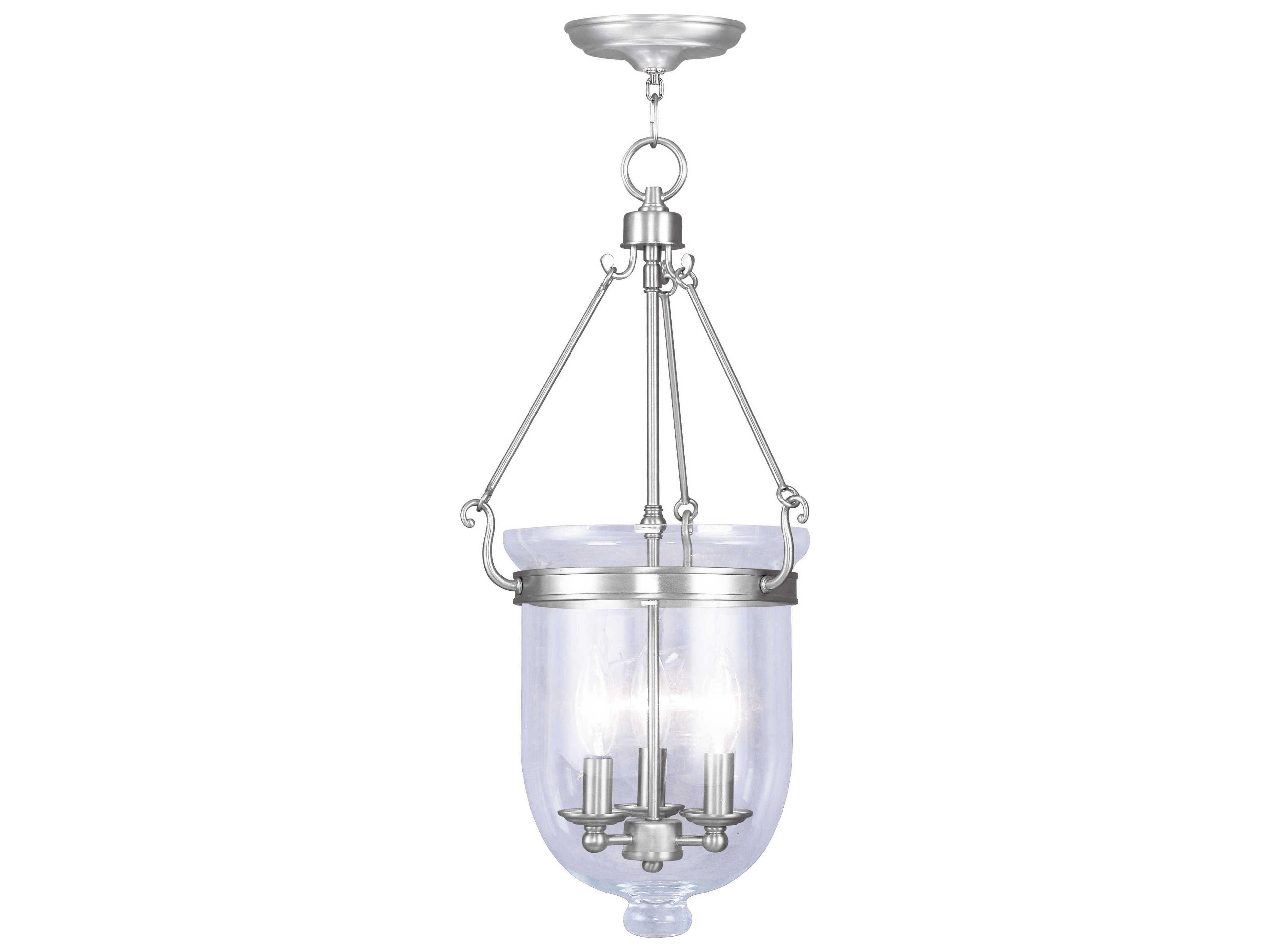 Jefferson 3-Light Brushed Nickel Glass Chandelier