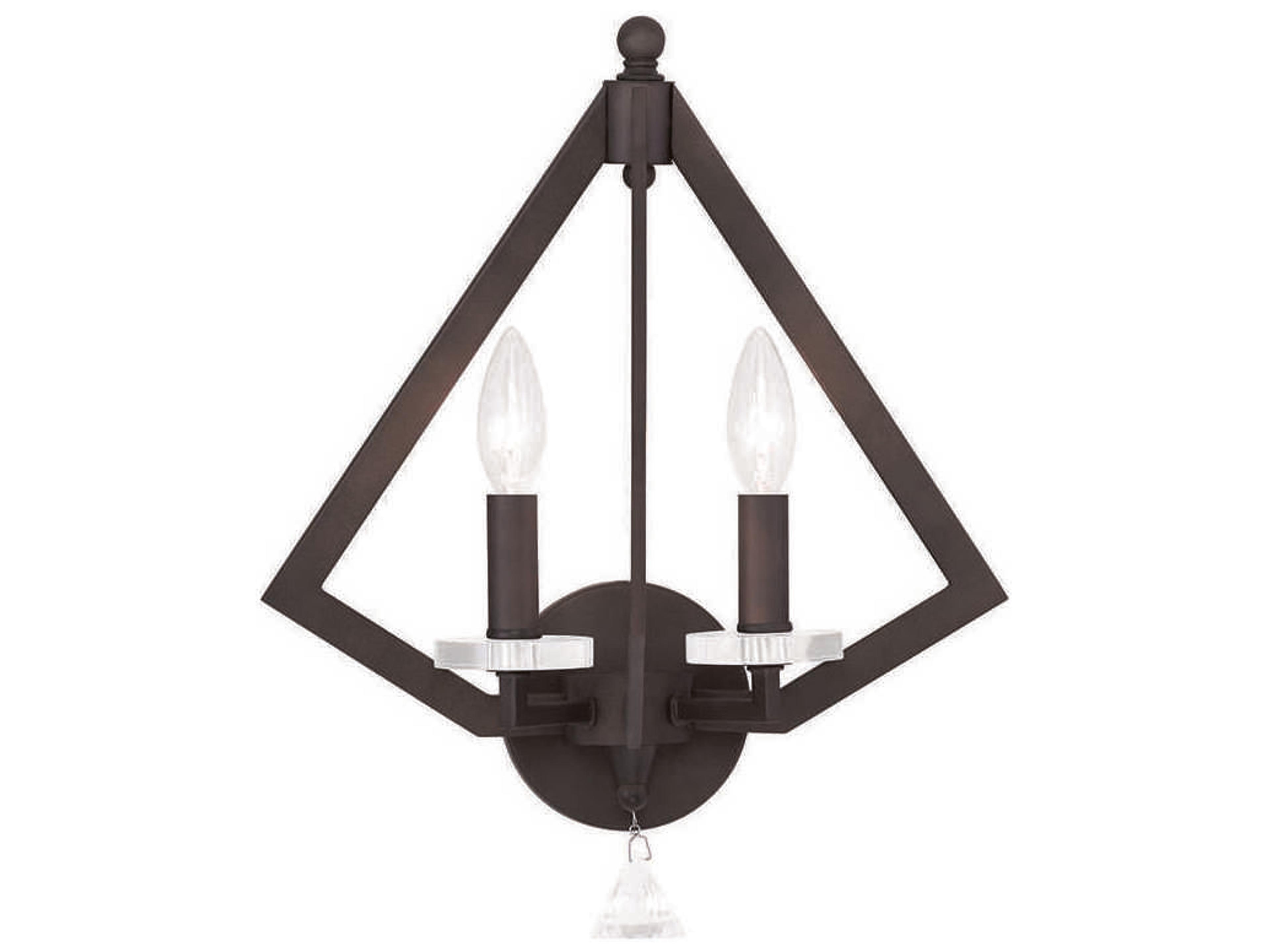 Diamond 2-Light Bronze Crystal Wall Sconce