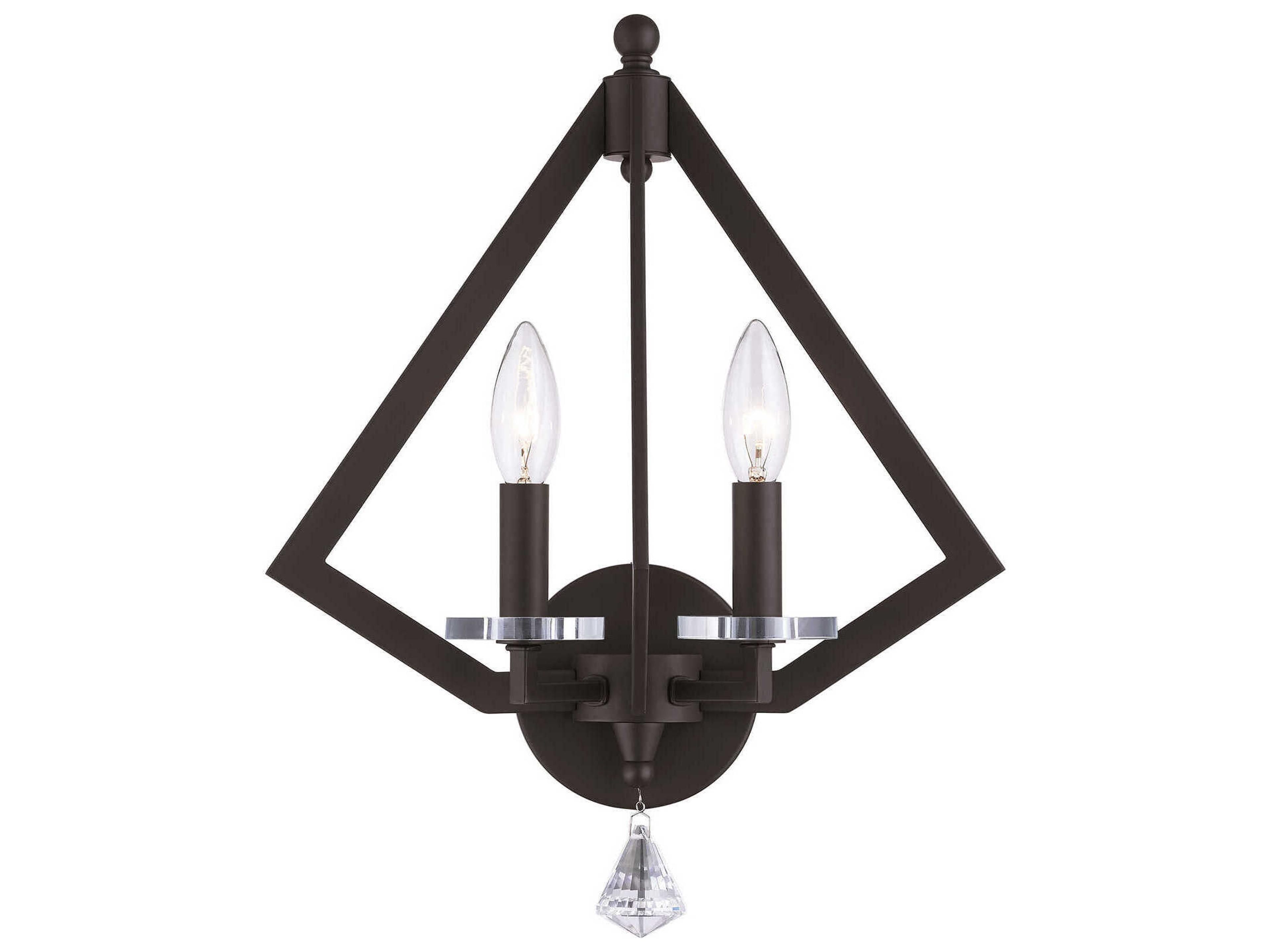 Livex Lighting Diamond 2-Light Bronze Crystal Wall Sconce