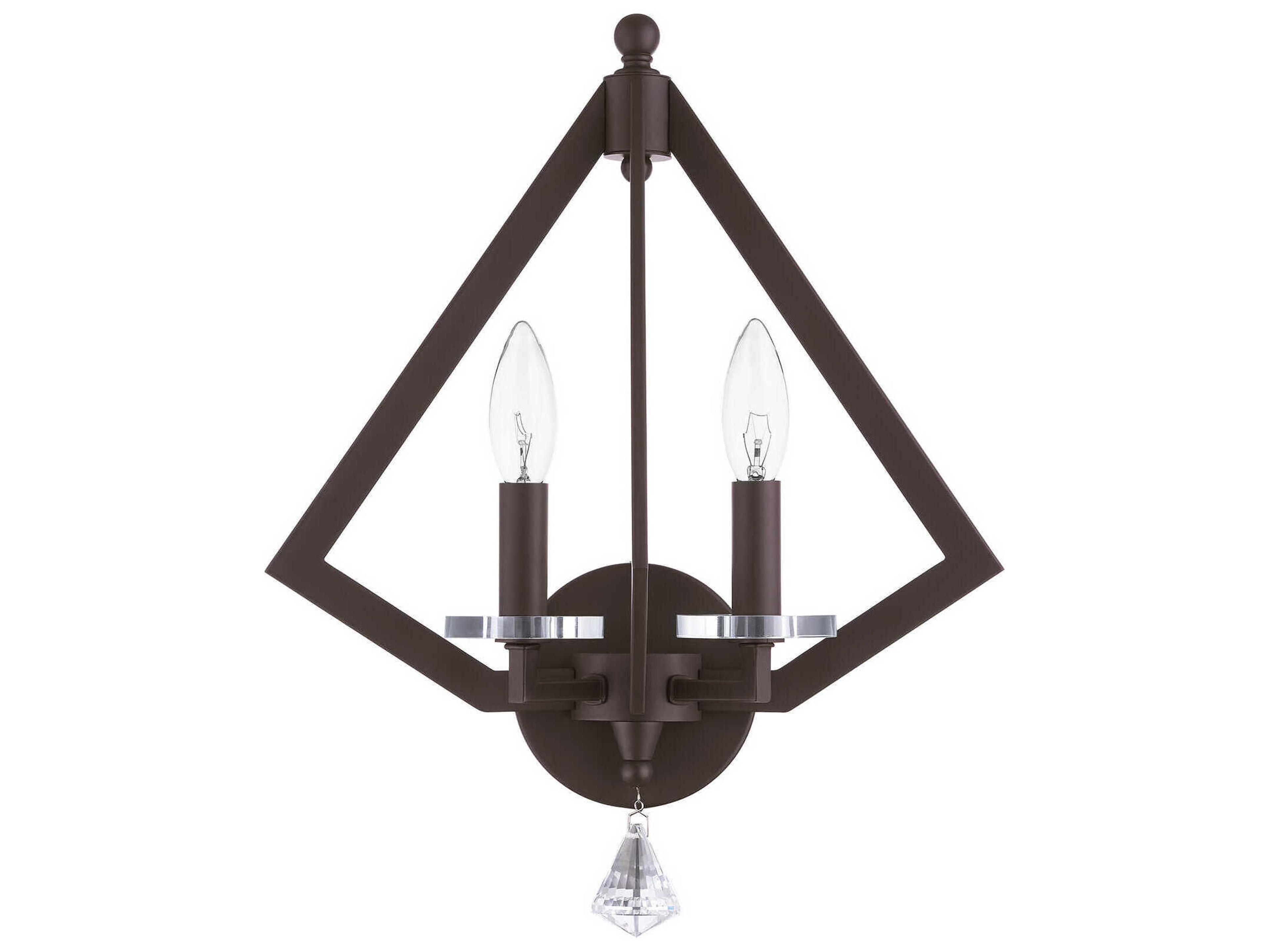 Livex Lighting Diamond 2-Light Bronze Crystal Wall Sconce