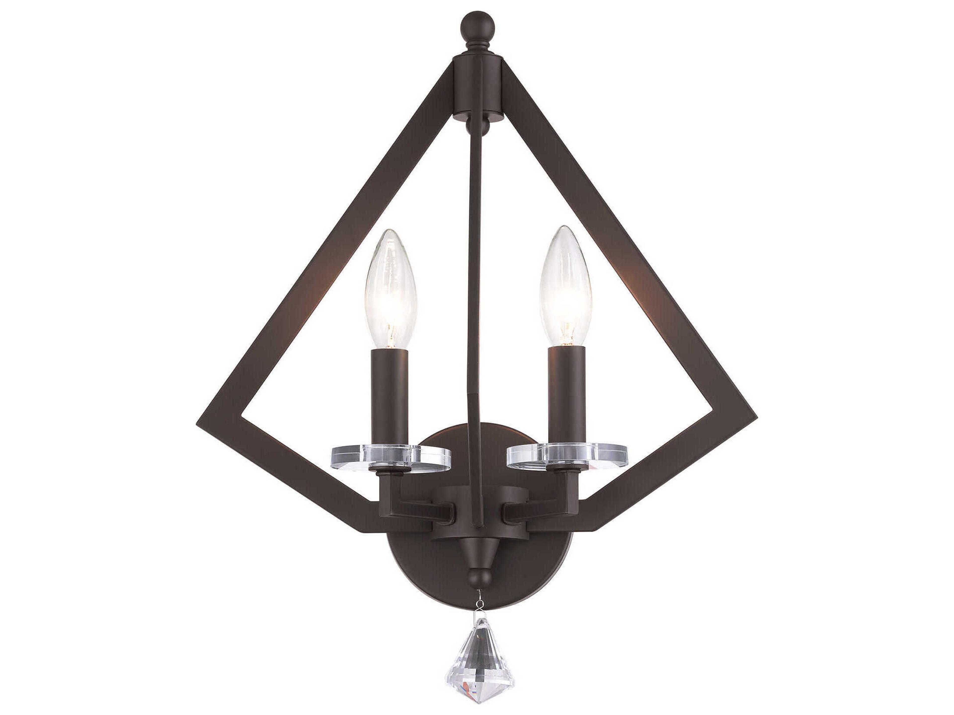 Livex Lighting Diamond 2-Light Bronze Crystal Wall Sconce