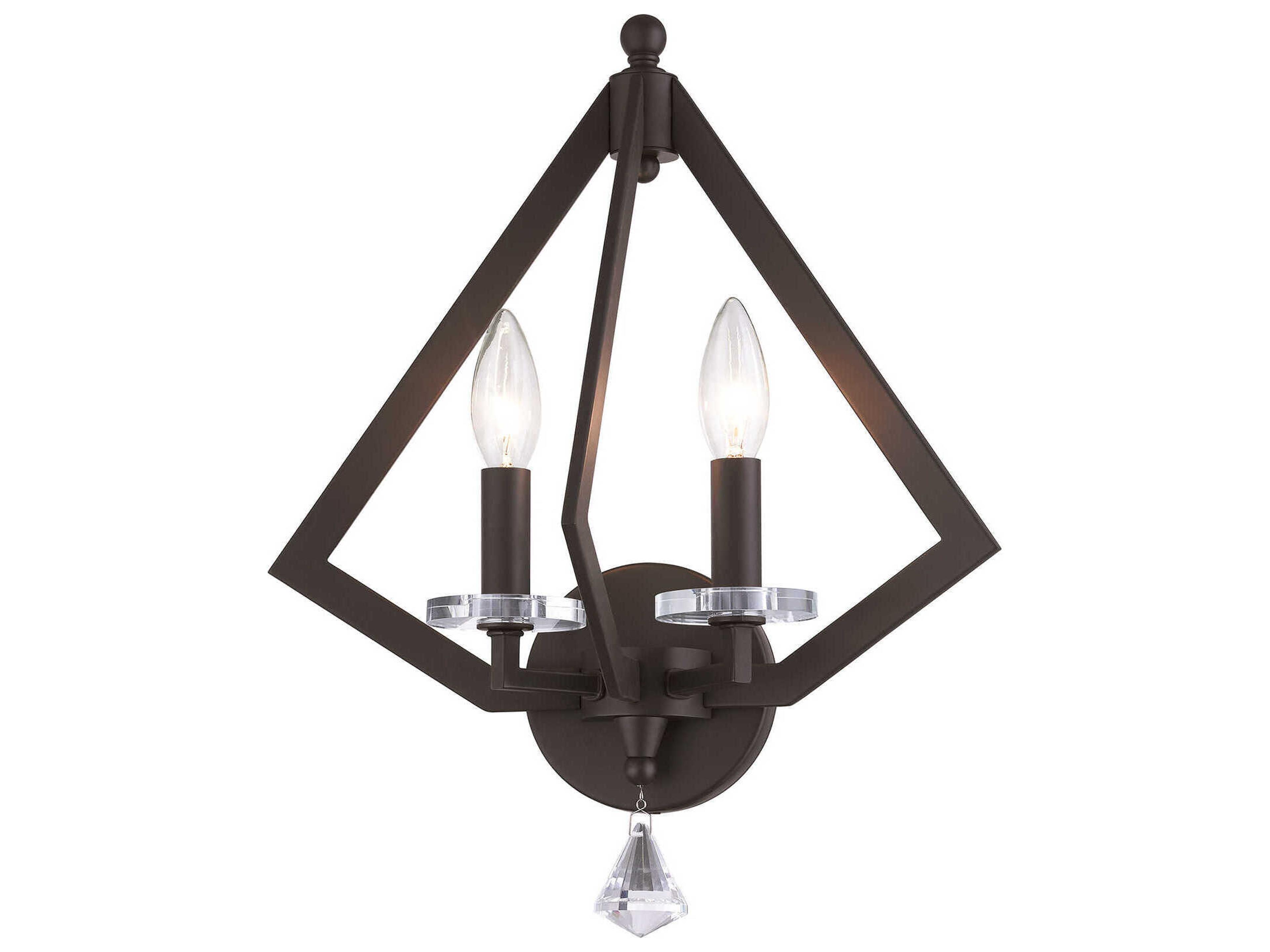 Livex Lighting Diamond 2-Light Bronze Crystal Wall Sconce
