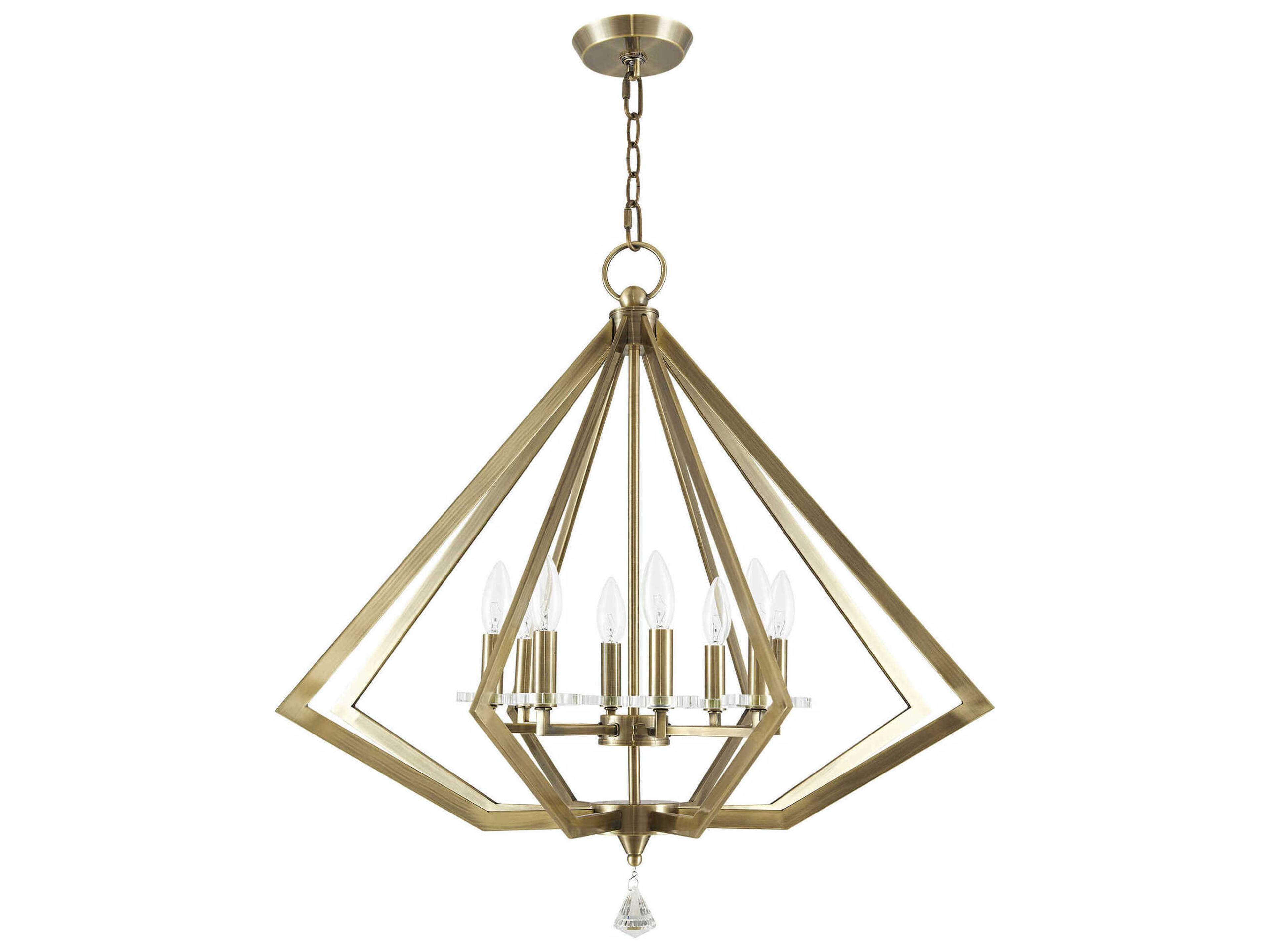 Livex Lighting Diamond 8-Light Antique Brass Crystal Candelabra Chandelier