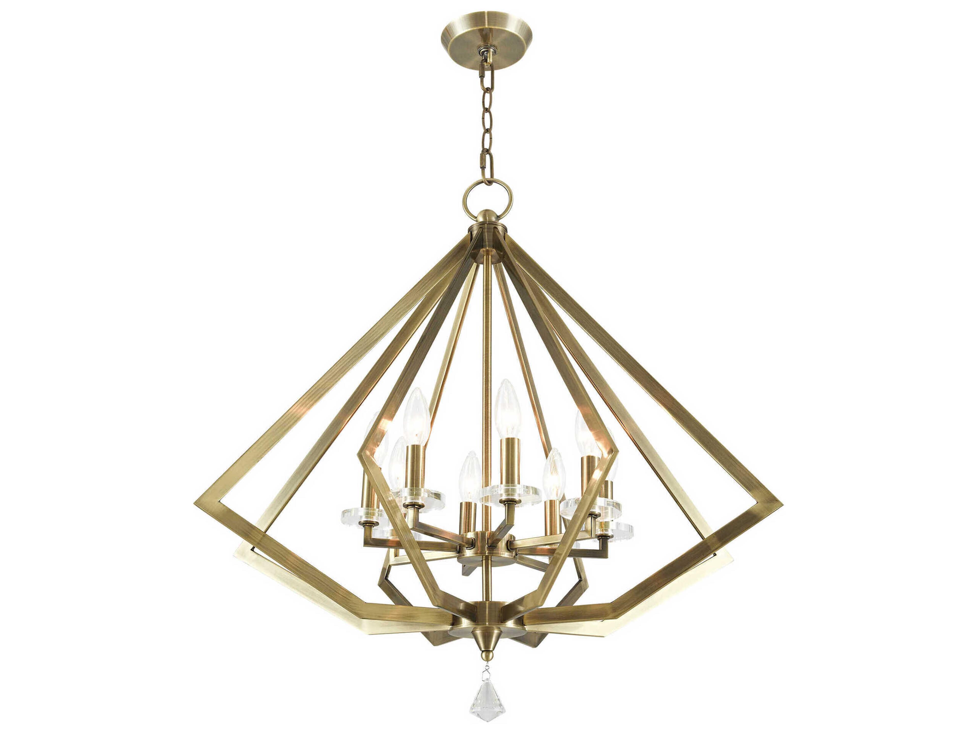 Livex Lighting Diamond 8-Light Antique Brass Crystal Candelabra Chandelier