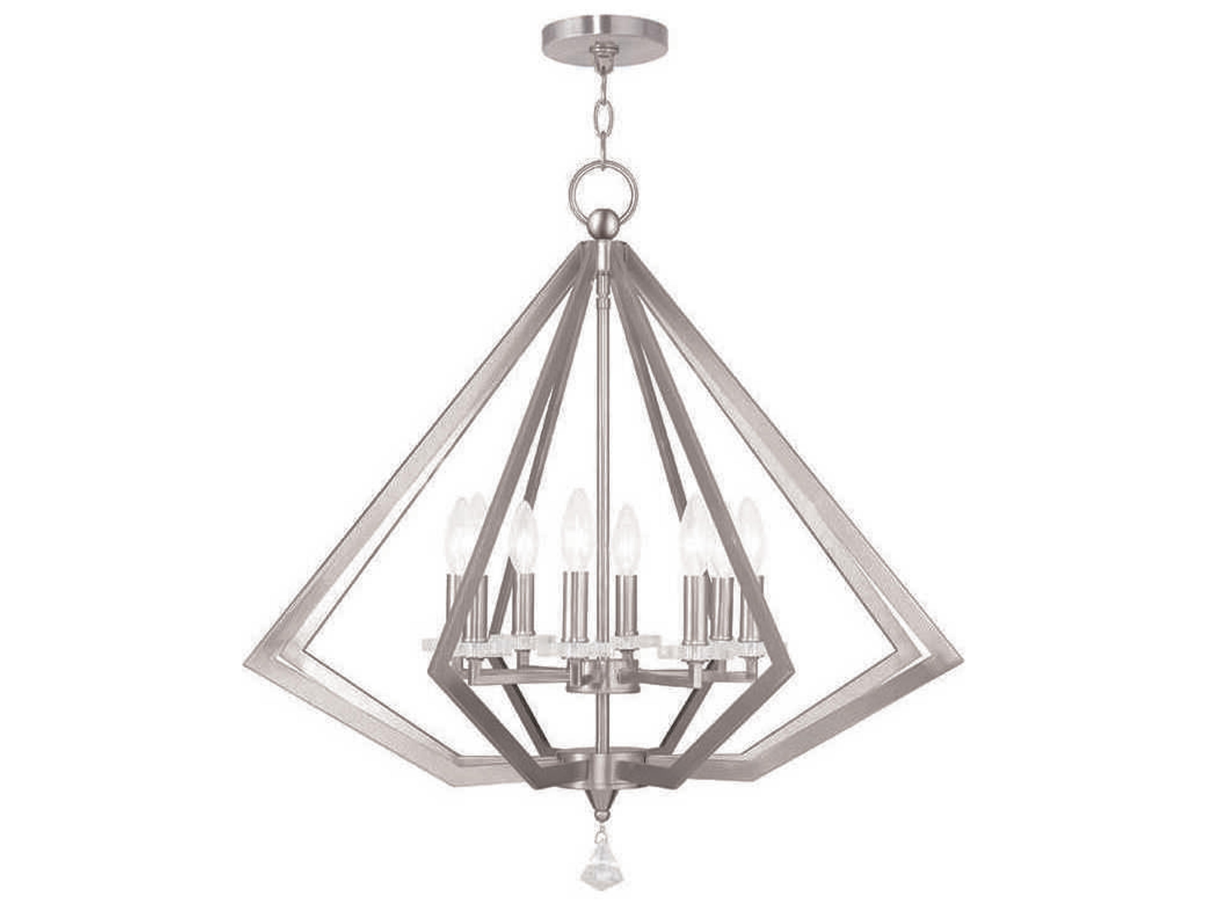 Diamond 8-Light Brushed Nickel Crystal Candelabra Chandelier