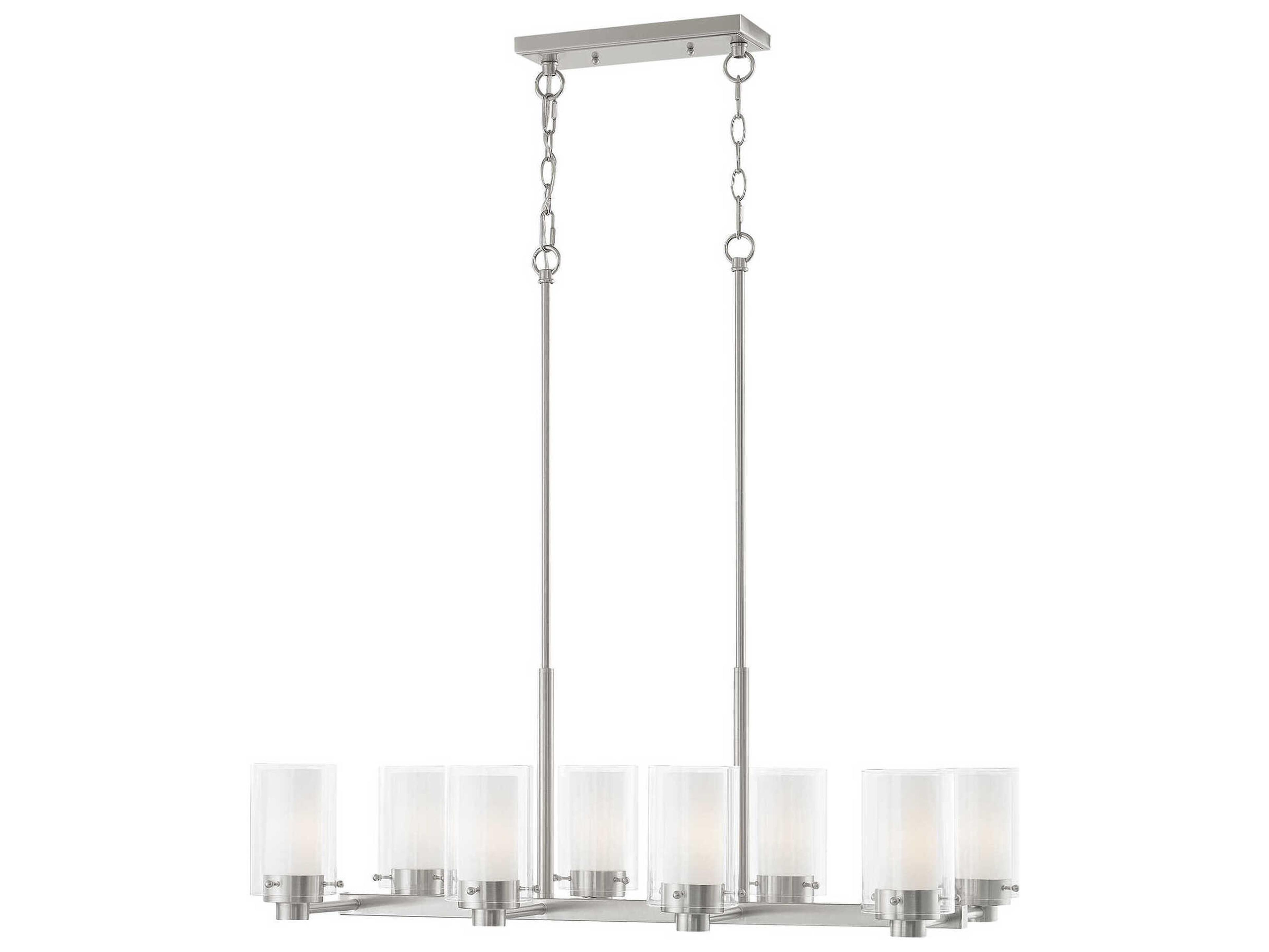 Livex Lighting Manhattan 8-Light Brushed Nickel Glass Cylinder Island Pendant