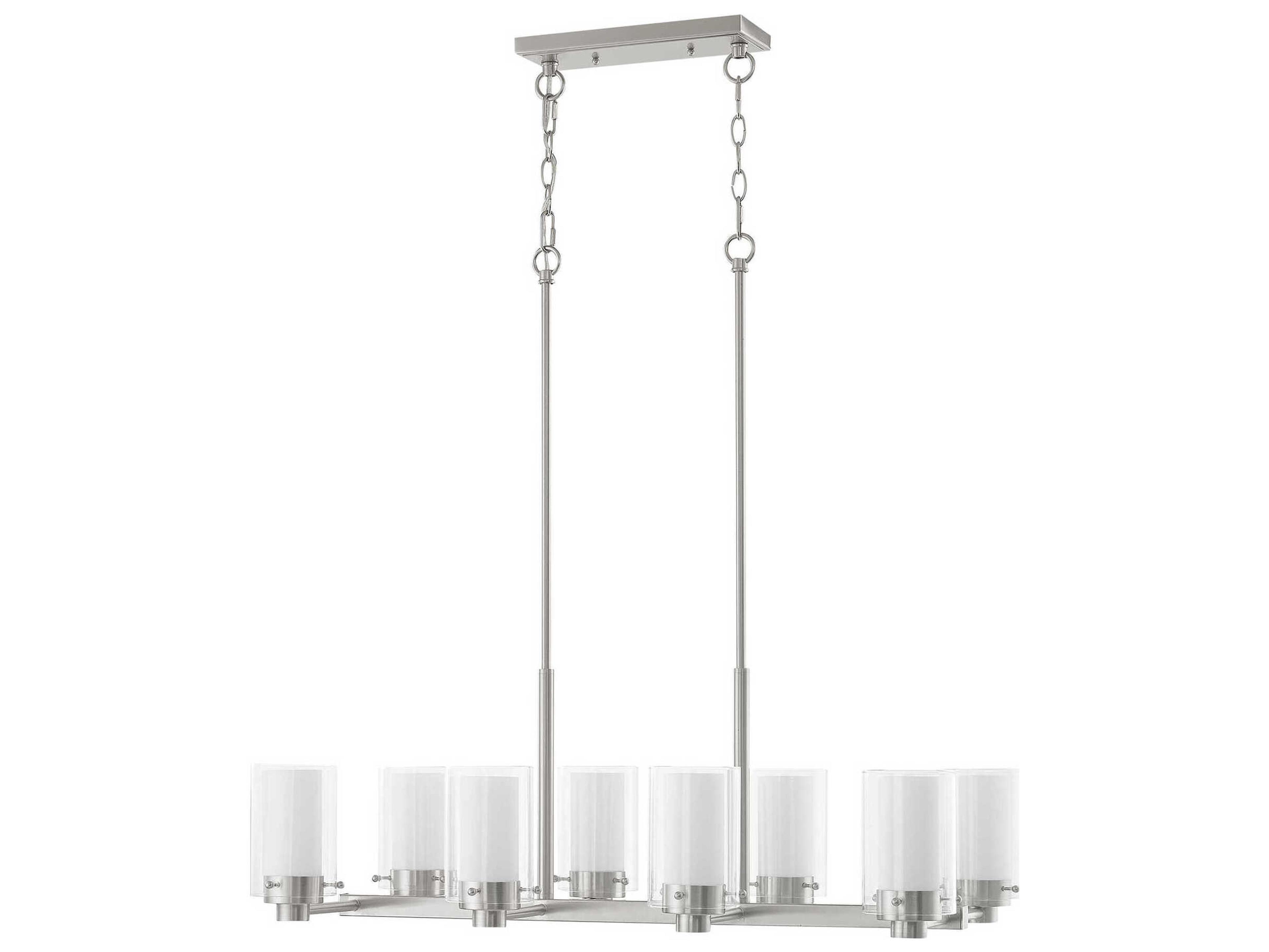 Livex Lighting Manhattan 8-Light Brushed Nickel Glass Cylinder Island Pendant