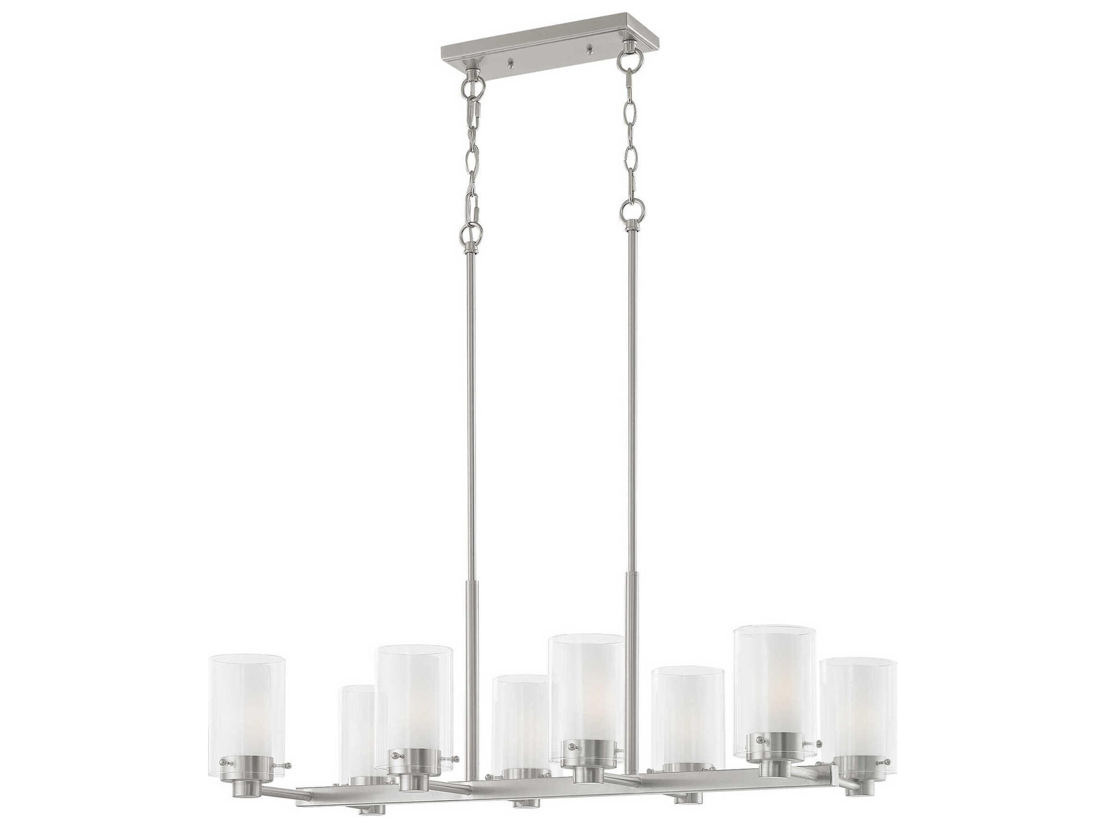 Livex Lighting Manhattan 8-Light Brushed Nickel Glass Cylinder Island Pendant