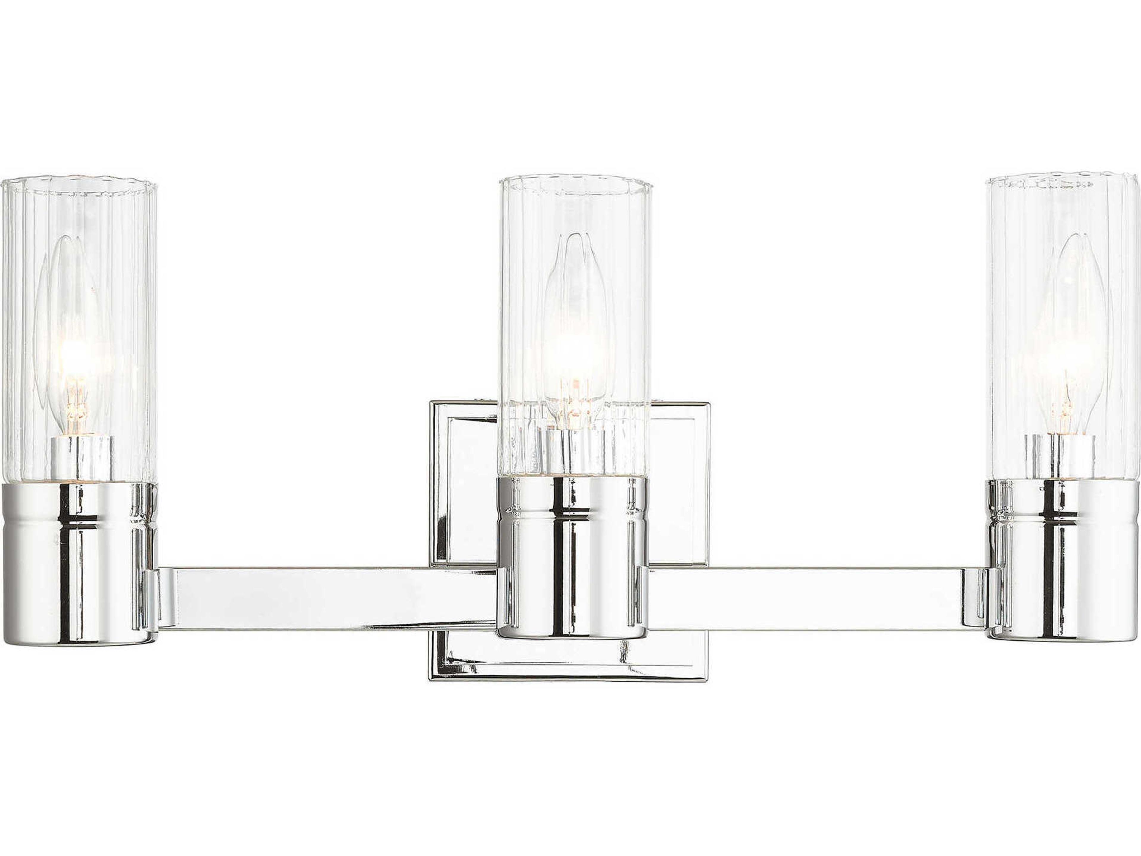 Livex Lighting Midtown 3-Light Polished Chrome Glass Vanity Light