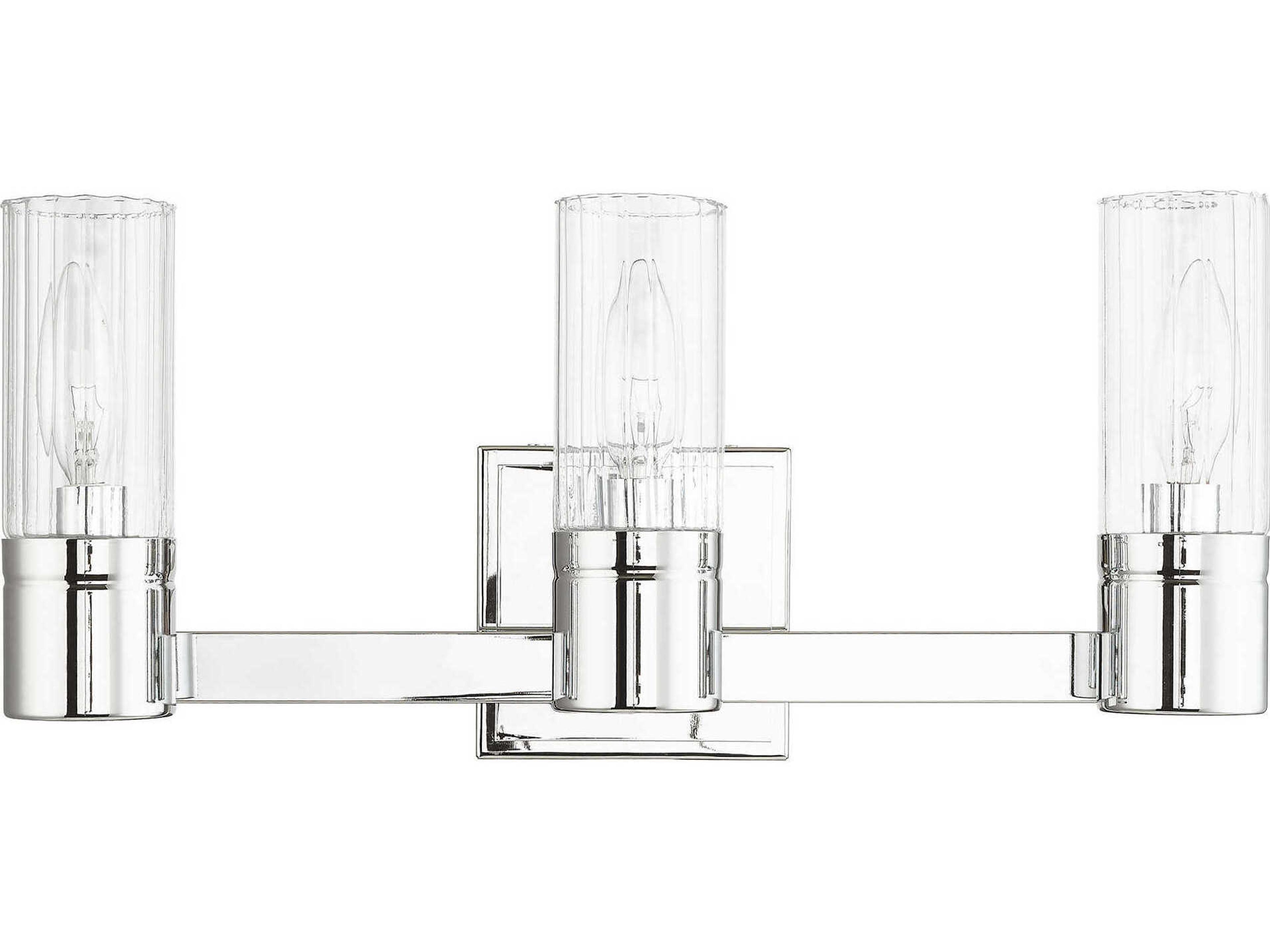 Livex Lighting Midtown 3-Light Polished Chrome Glass Vanity Light