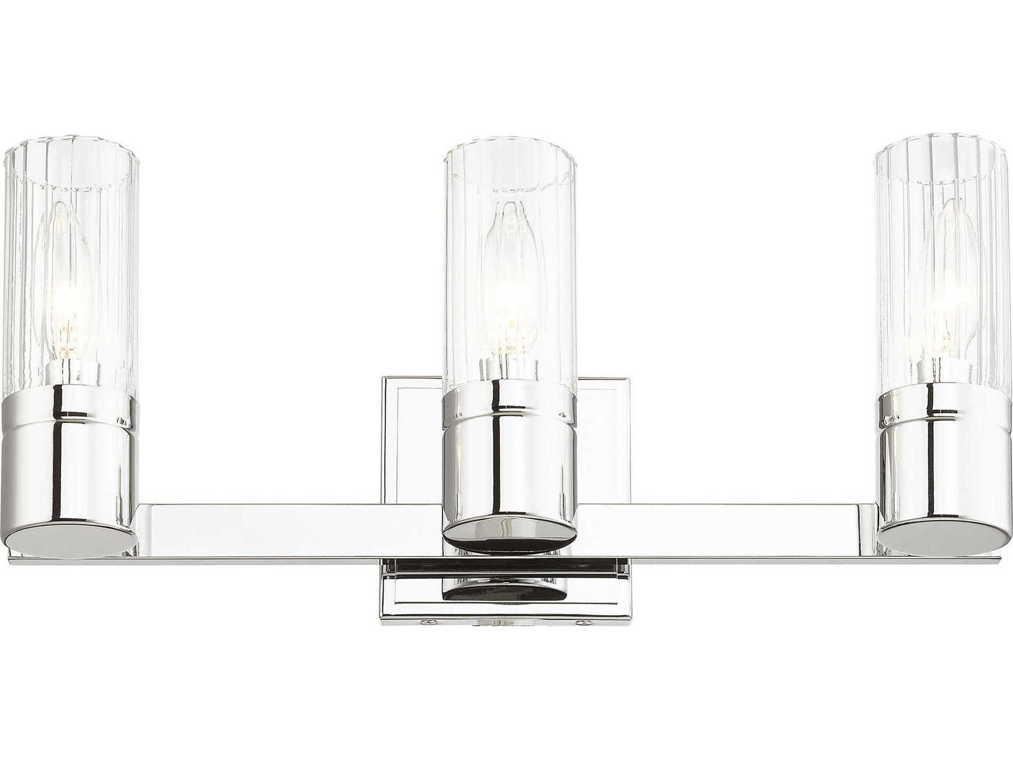 Livex Lighting Midtown 3-Light Polished Chrome Glass Vanity Light