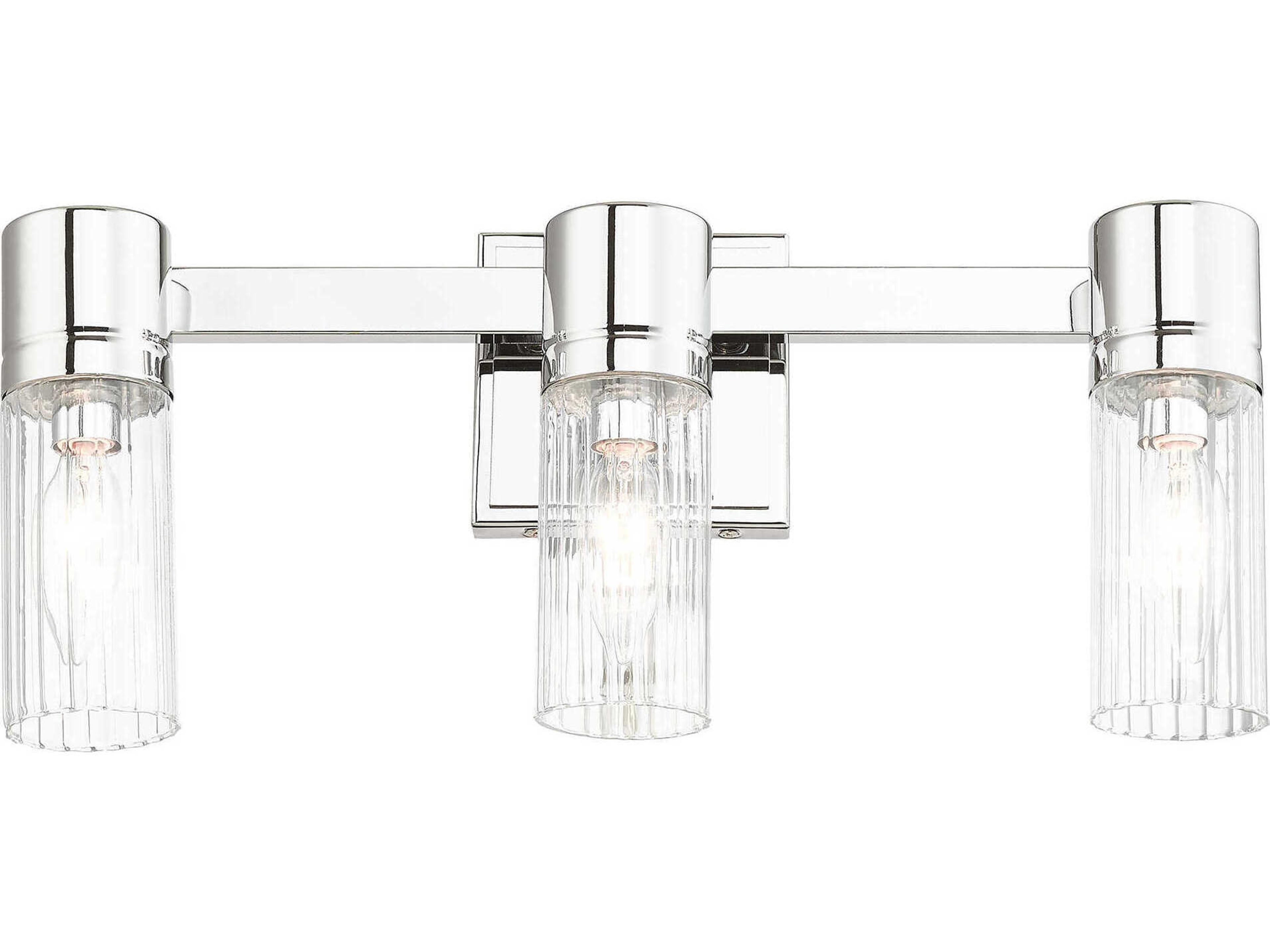 Livex Lighting Midtown 3-Light Polished Chrome Glass Vanity Light