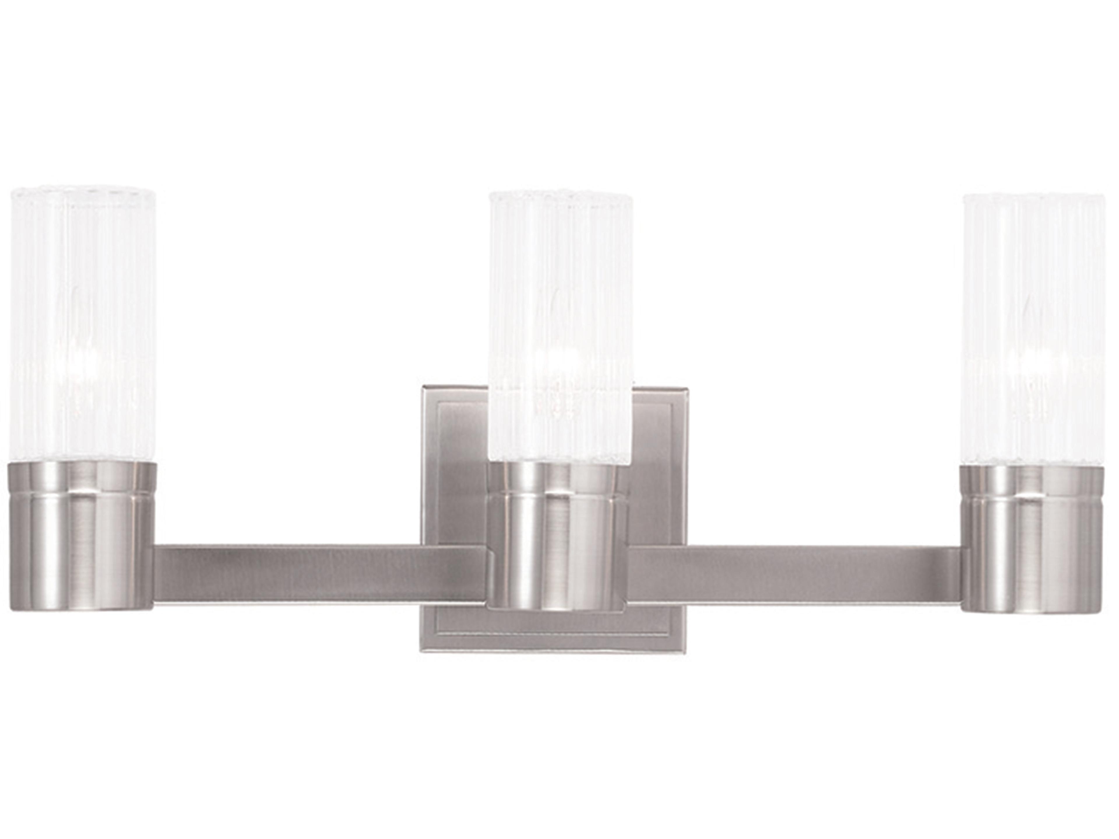 Midtown 3-Light Brushed Nickel Glass Vanity Light