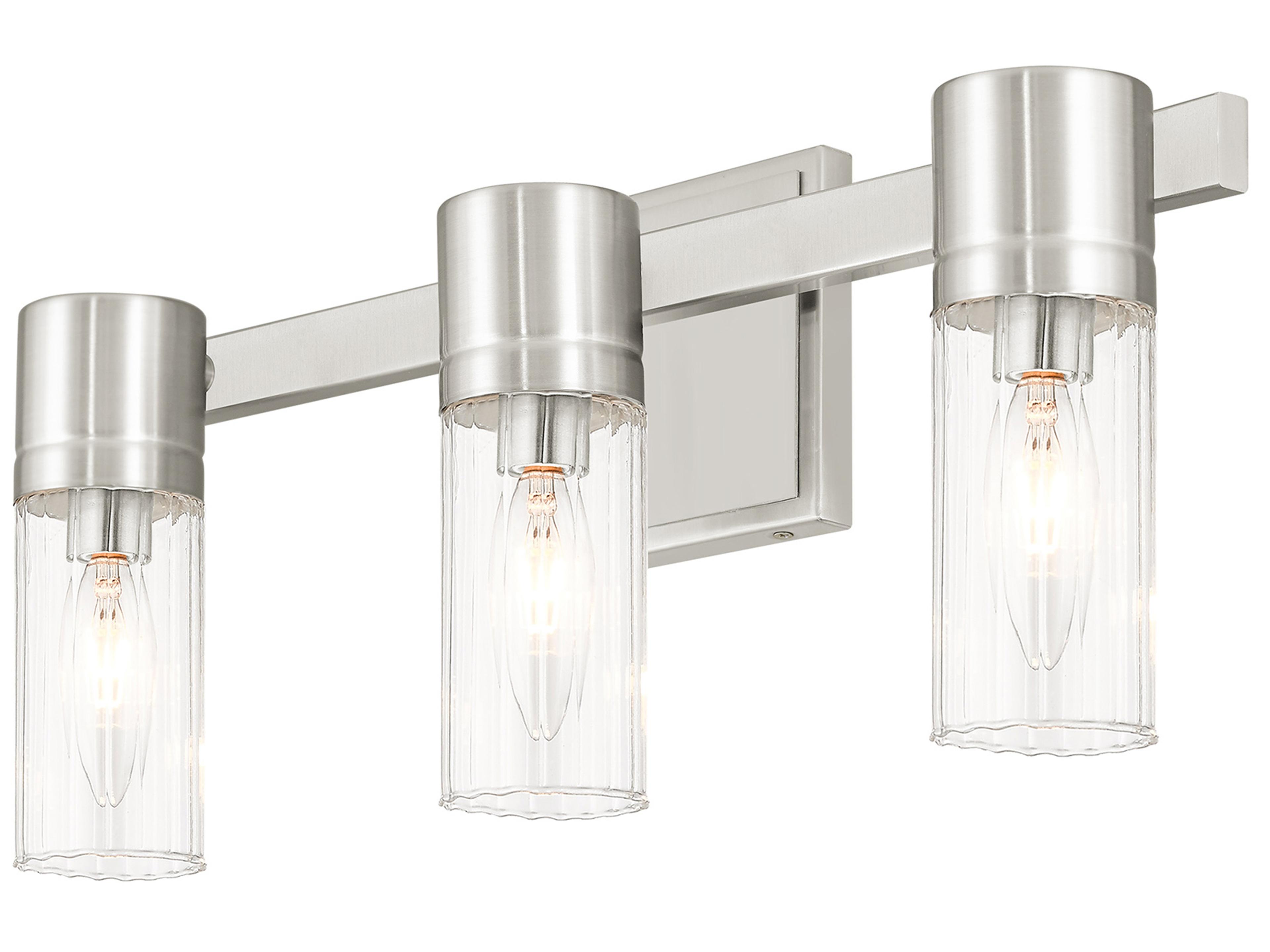 Livex Lighting Midtown 3-Light Brushed Nickel Glass Vanity Light