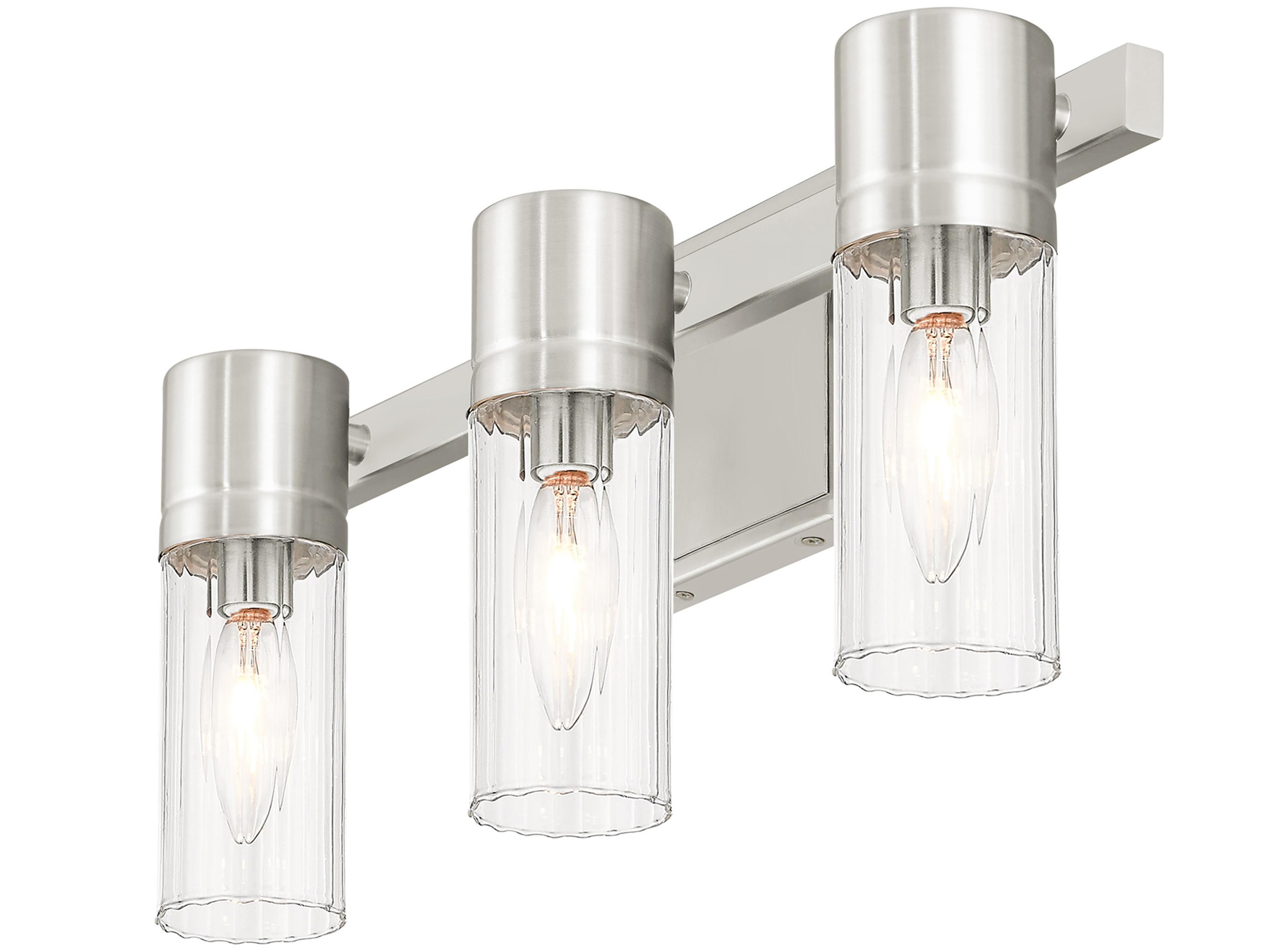 Livex Lighting Midtown 3-Light Brushed Nickel Glass Vanity Light